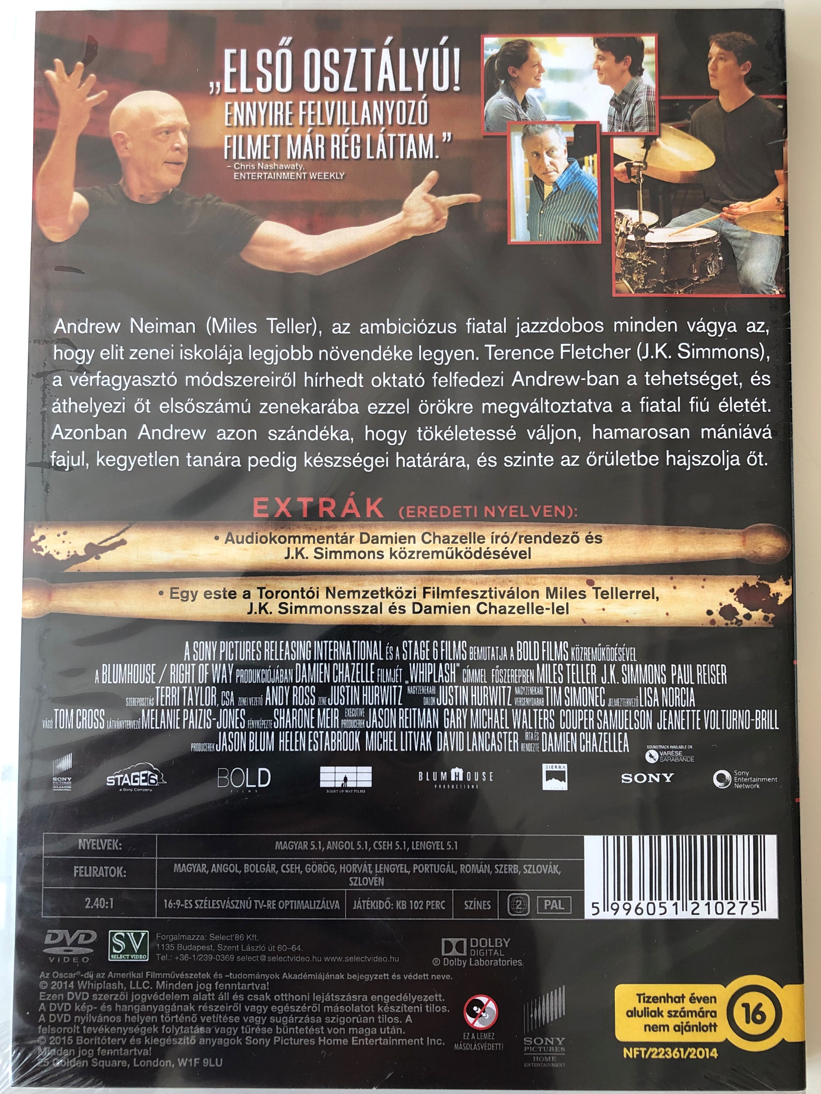 Whiplash DVD 2014 / Directed by Damien Chazellea / Starring: Miles Teller,  J. K. Simmons, Paul Reiser - Bible in My Language