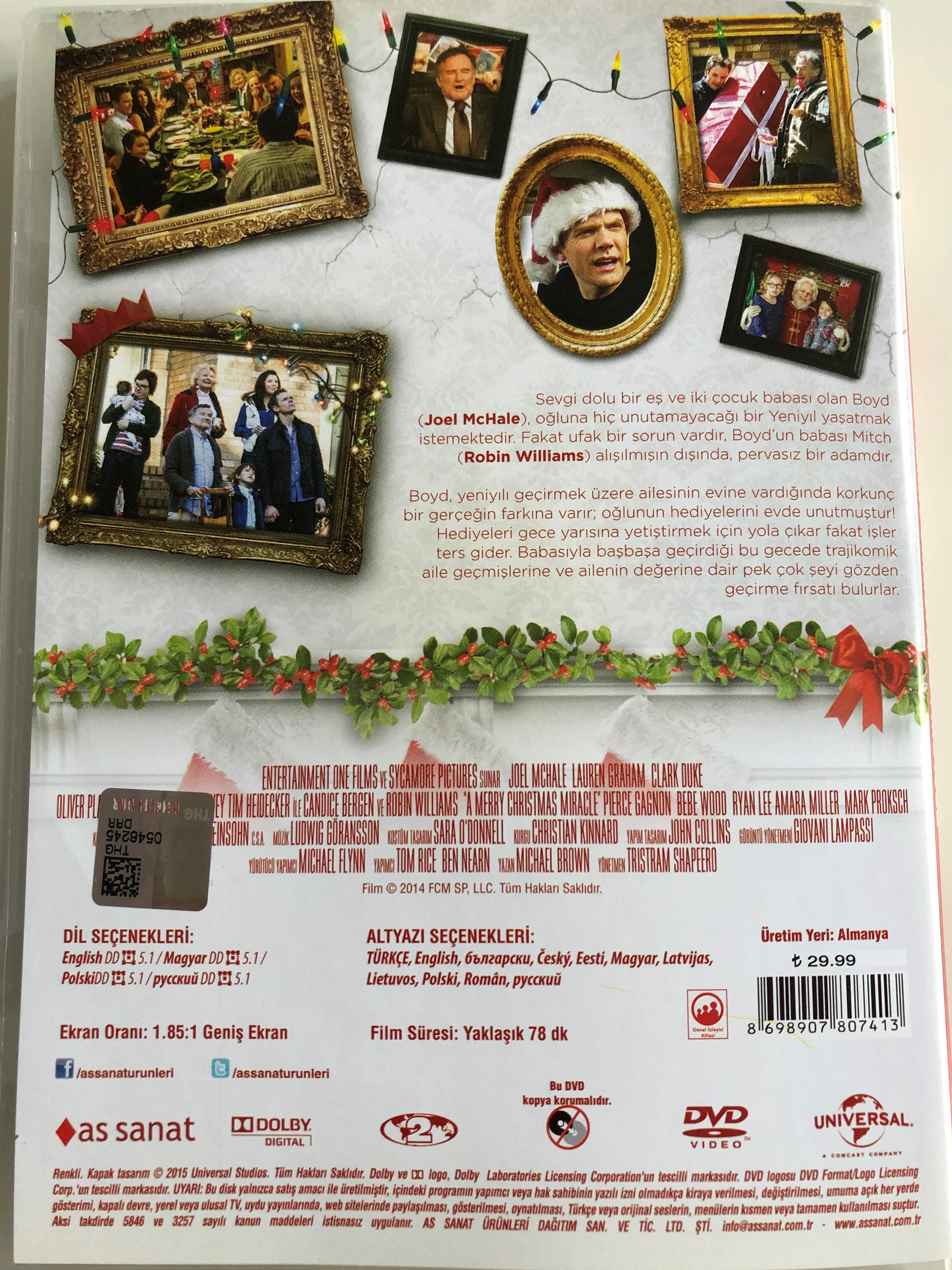 A Merry Christmas Miracle DVD 2014 Bir Yeniyil Mucizesi / Directed by  Tristram Shapeero / Starring: Robin Williams, Pierce Gagnon, Bebe Wood,  Ryan Lee - Bible in My Language