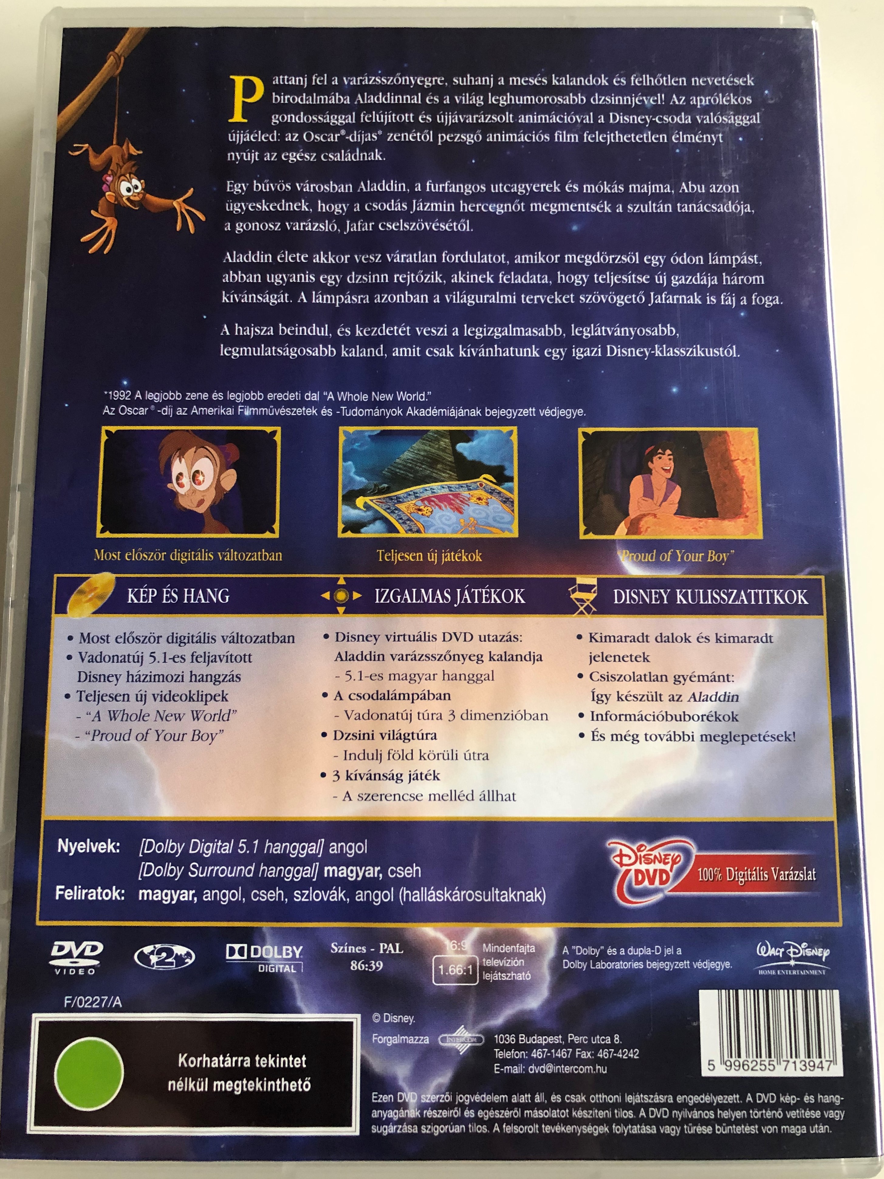 Aladdin DVD 1992 2 Lemezes extra változat / Directed by Ron Clements, John  Musker / Starring: Scott Weinger, Robin Williams, Linda Larkin, Jonathan  Freeman - bibleinmylanguage