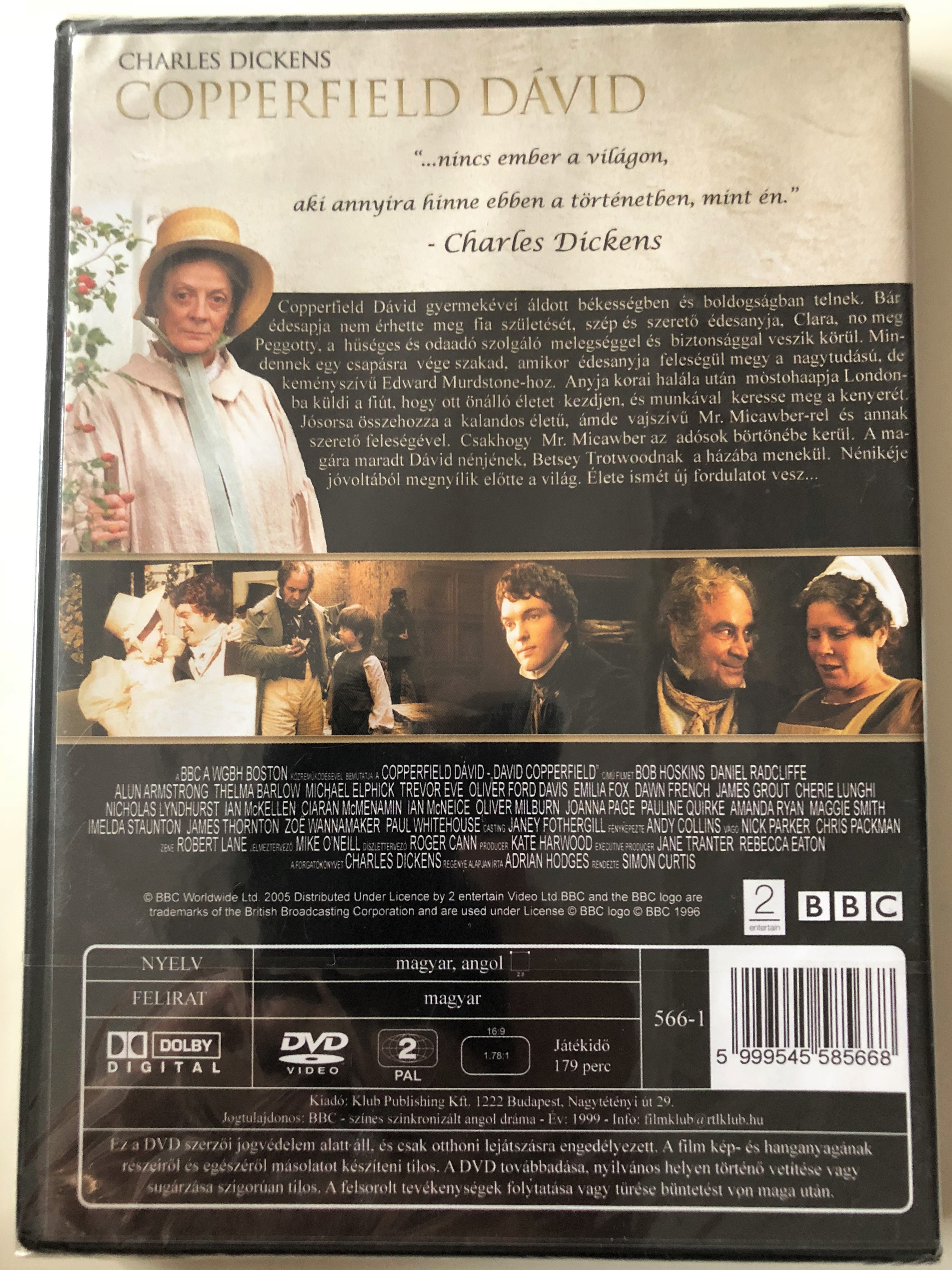 BBC Charles Dikens - David Copperfield DVD 1999 Copperfield Dávid /  Directed by Simon Curtis / Starring: Bob Hoskins, Daniel Radcliffe - Bible  in My Language