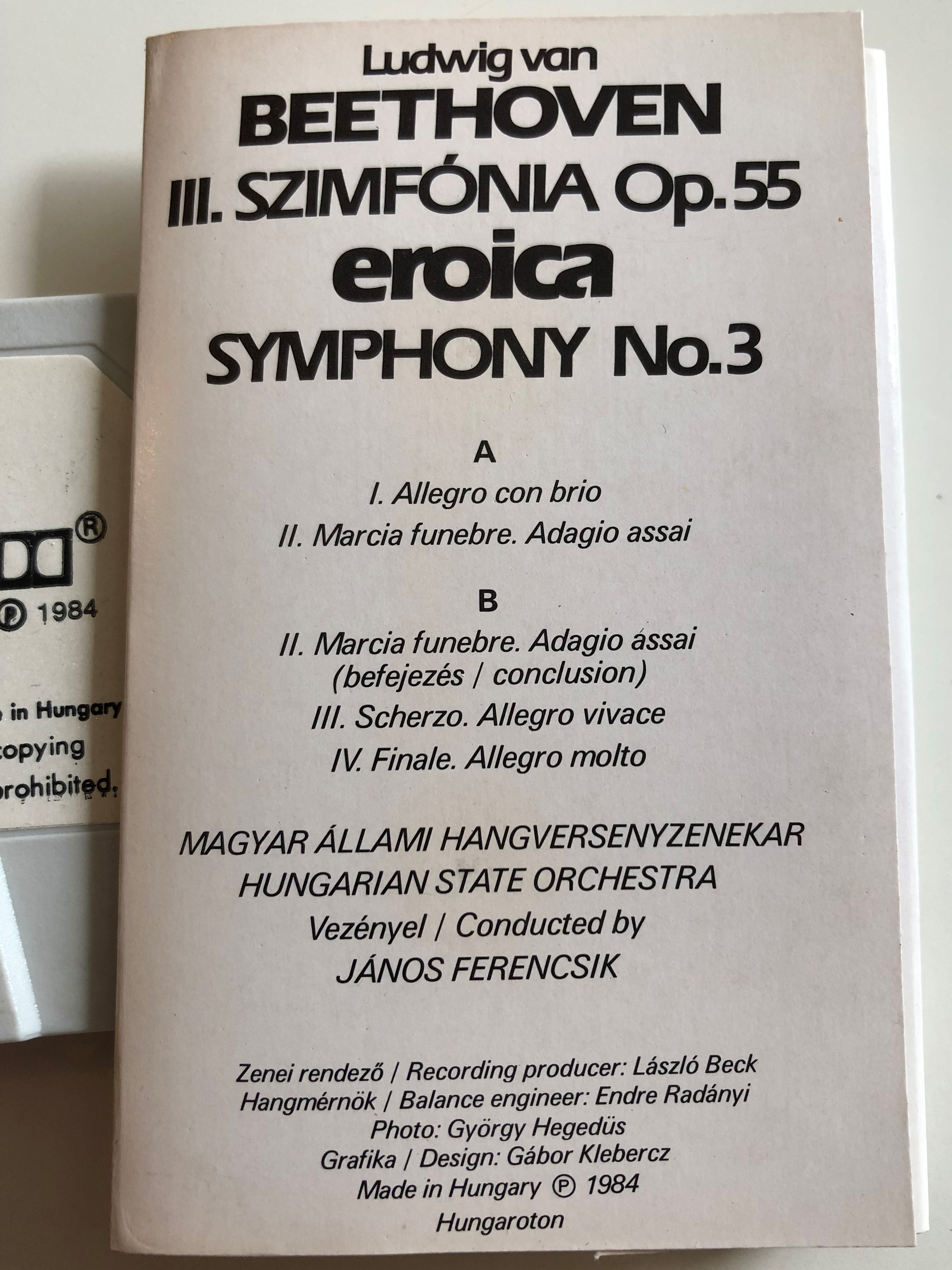 Beethoven - Symphony No. 3 Eroica / Hungarian State Orchestra / János  Ferencsik / HUNGAROTON CASSETTE STEREO / MK 12566 - bibleinmylanguage