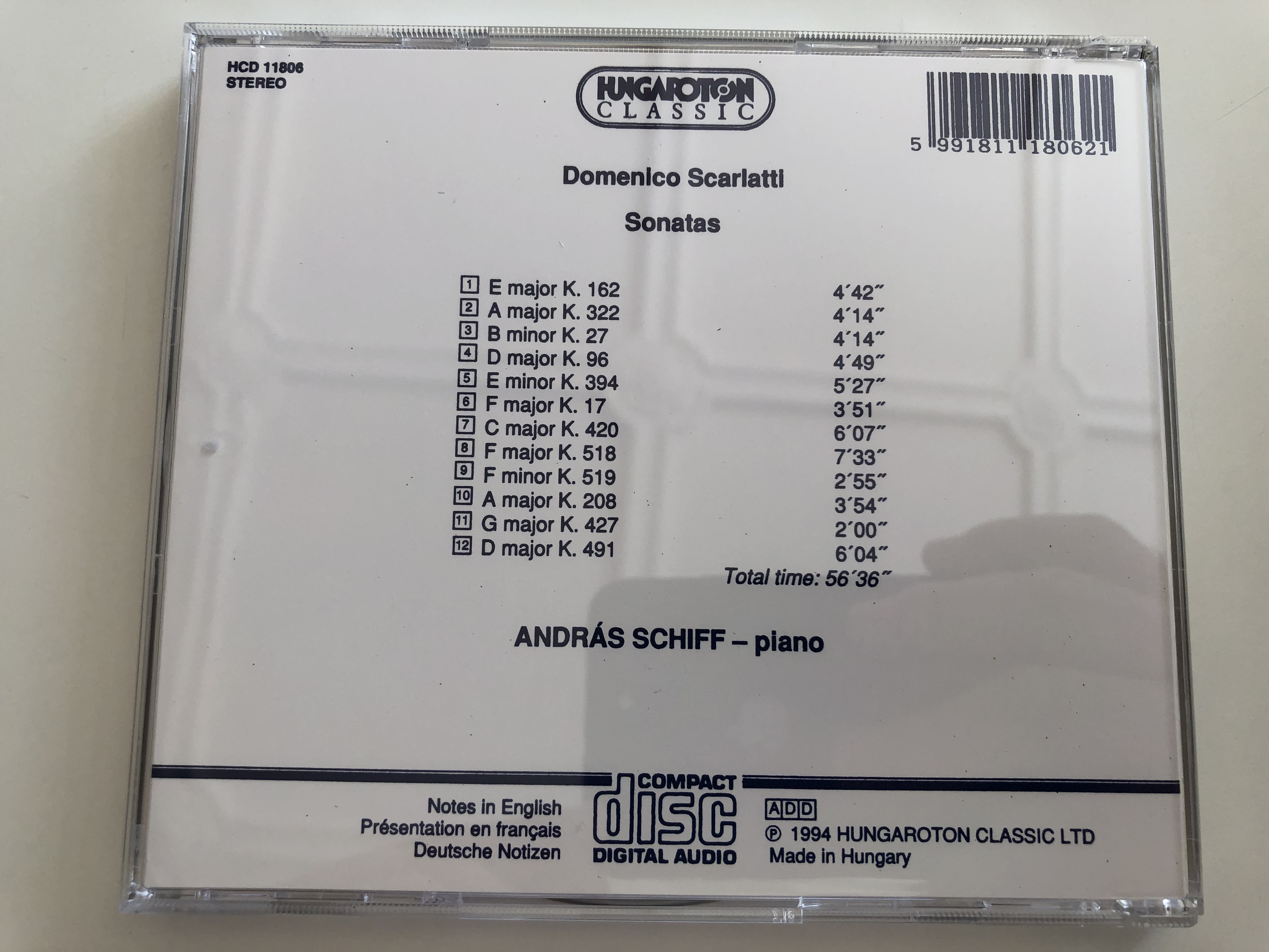 Domenico Scarlatti - 12 Sonatas / András Schiff piano / Hungaroton Classic  Audio CD 1994 / HCD11806 - bibleinmylanguage