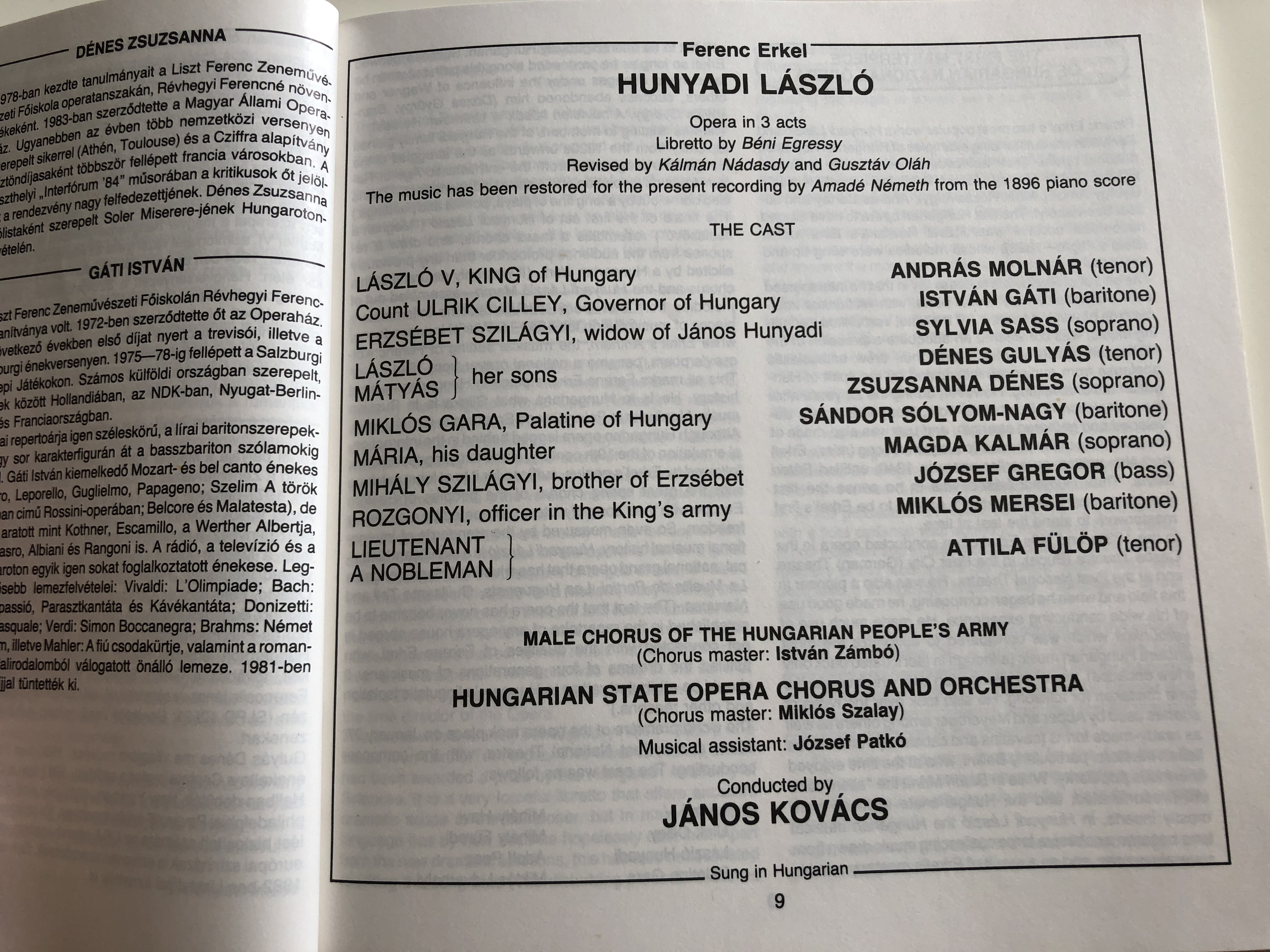 Erkel Ferenc: Hunyadi László - Opera in 3 acts / Audio Casette 1985 