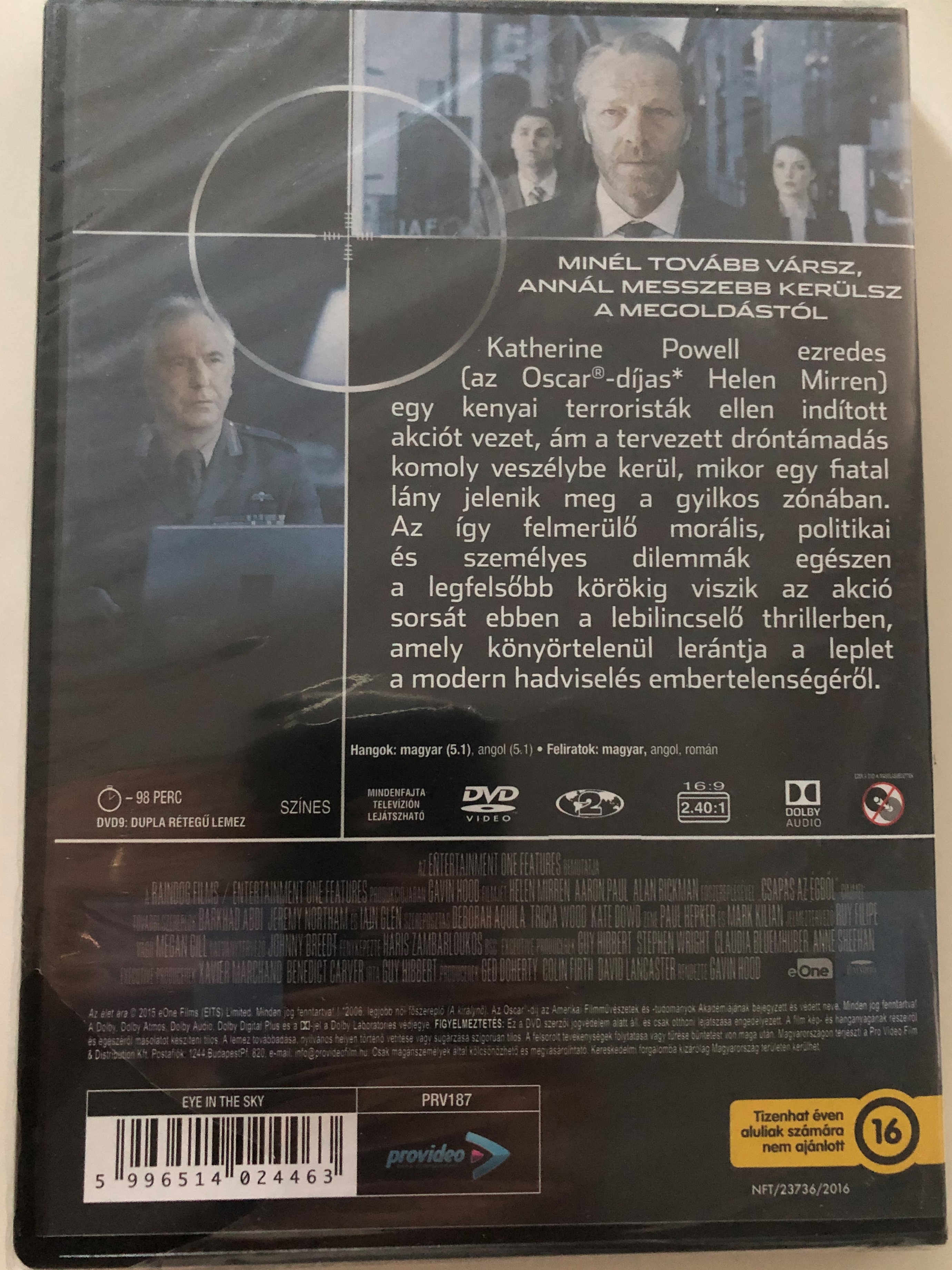 Eye in the sky DVD 2015 Az élet ára / Directed by Gavin Hood / Starring:  Helen Mirren, Aaron Paul, Alan Rickman, Barkhad Abdi - bibleinmylanguage