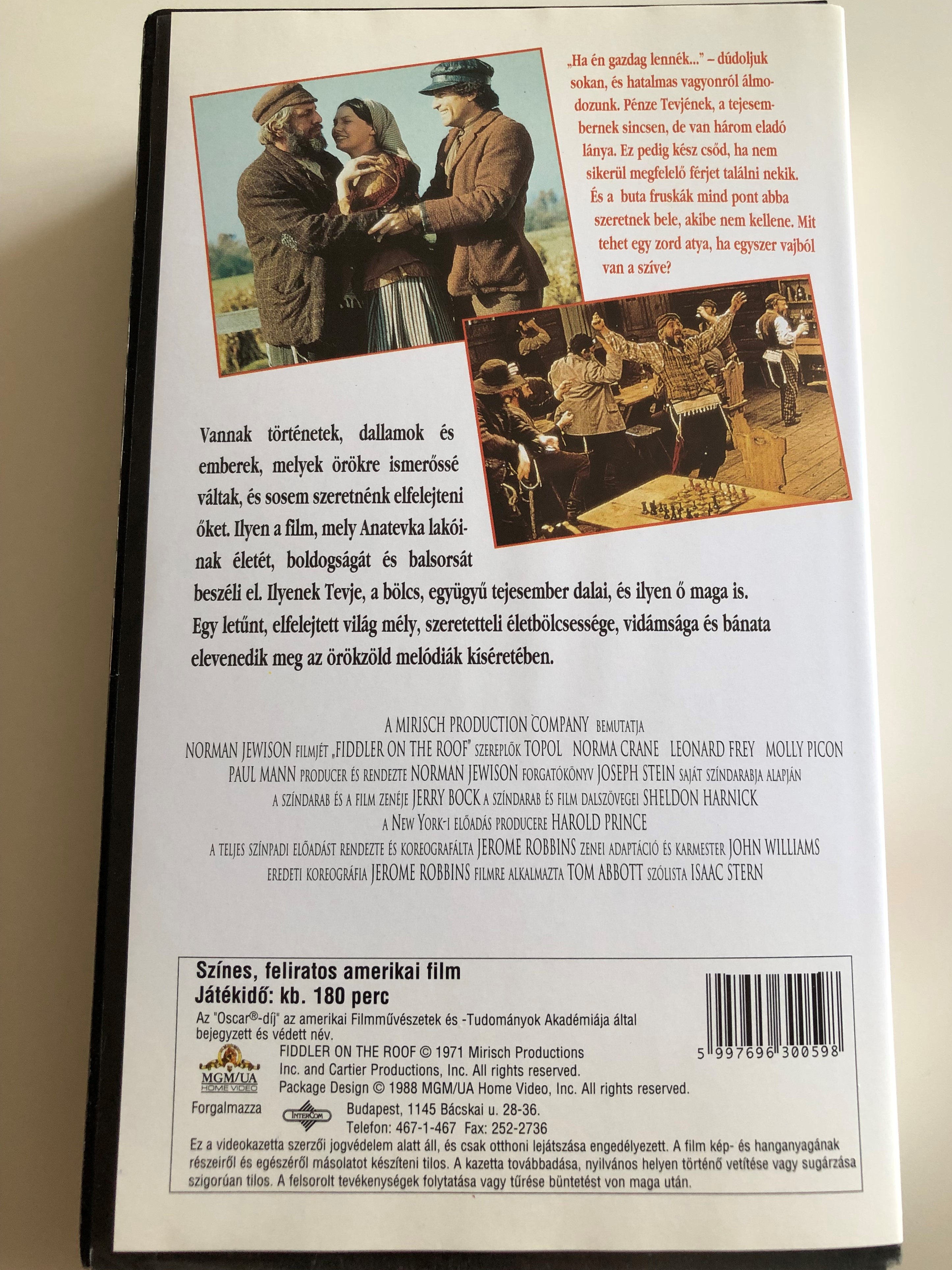 Fiddler on the roof VHS 1971 Hegedűs a háztetőn / Directed by Norman  Jewison / Starring: Topol, Norma Crane, Leonard Frey, Molly Picon, Paul  Mann / Triple Oscar winner - bibleinmylanguage