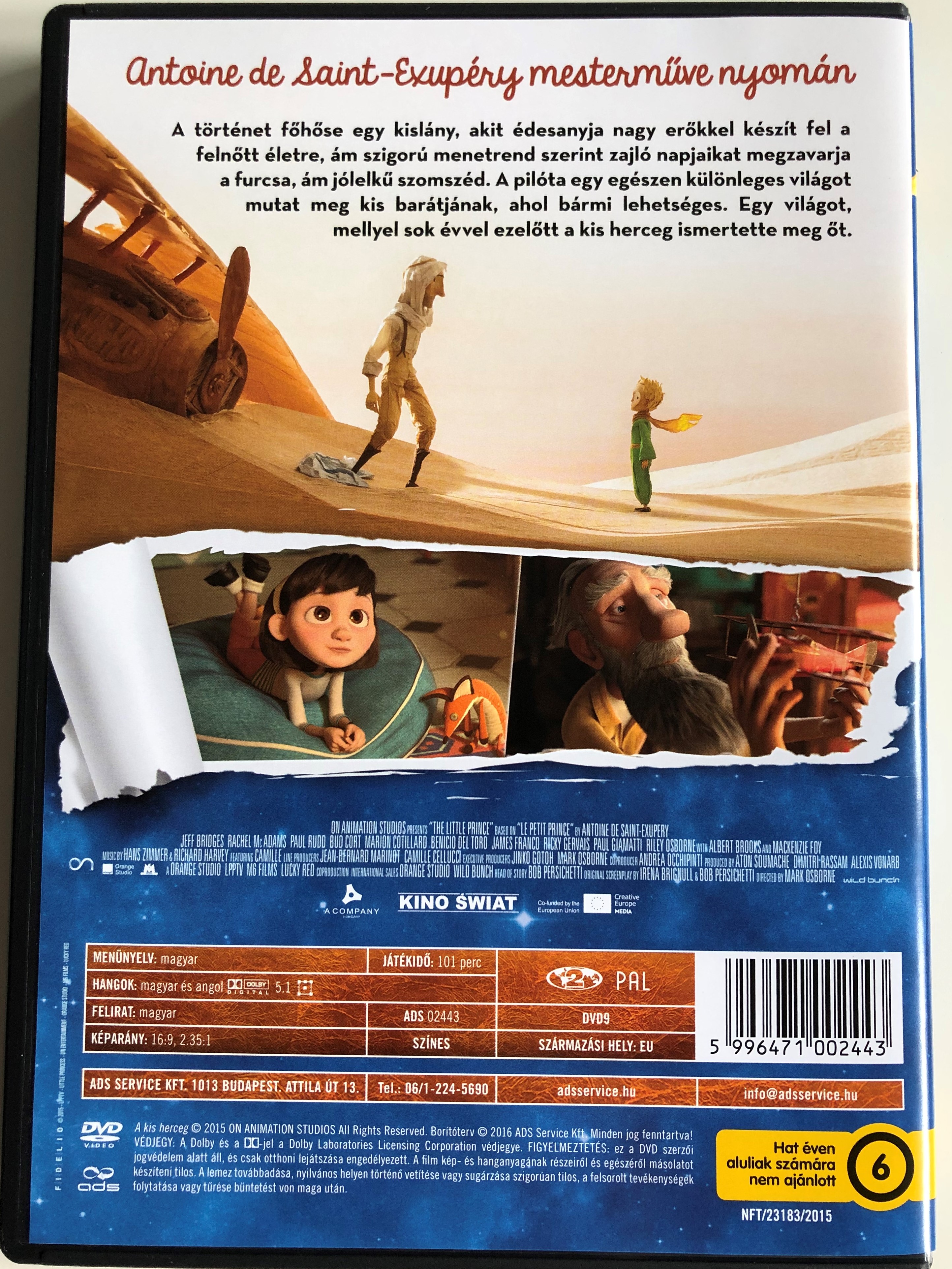 Le Petit Prince DVD 2015 A Kis Herceg / Directed by Mark Osborne / Based on  Antoine de Saint-Exupéry's classic / Starring: Jeff Bridges, Rachel  McAdams, Paul Rudd, Bud Cort, Marion Cotillard -