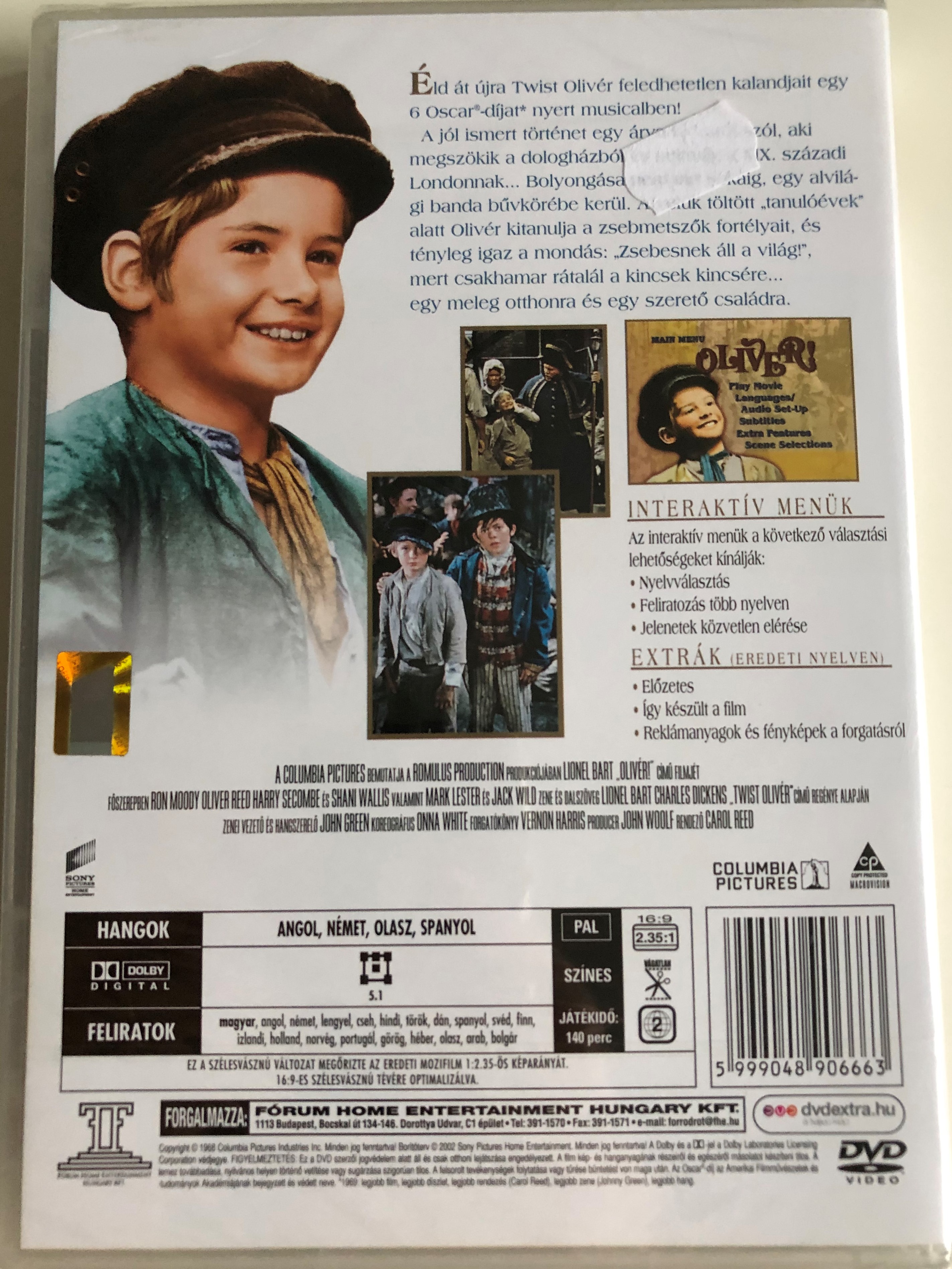Oliver! DVD 1968 Olivér! / Directed by Carol Reed / Starring: Ron Moody,  Oliver Reed, Harry Secombe, Shani Wallis / 30th year anniversary edition -  bibleinmylanguage