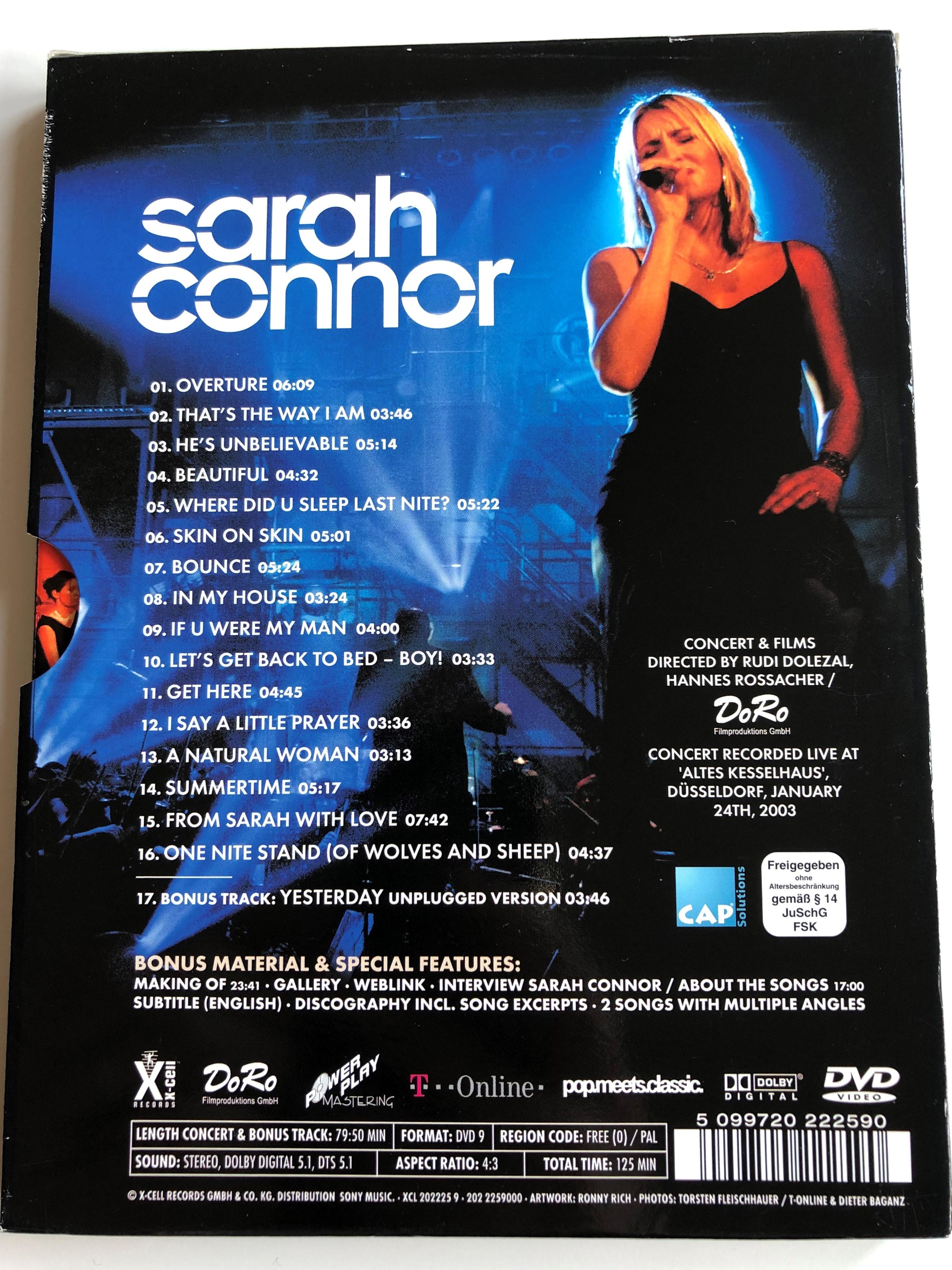 Sarah Connor - Live in Concert DVD 2003 A night to remember - Pop Meets  Classic / Directed by Rudi Dolezal - Hannes Rossacher / That's the Way I  am, Bounce, A