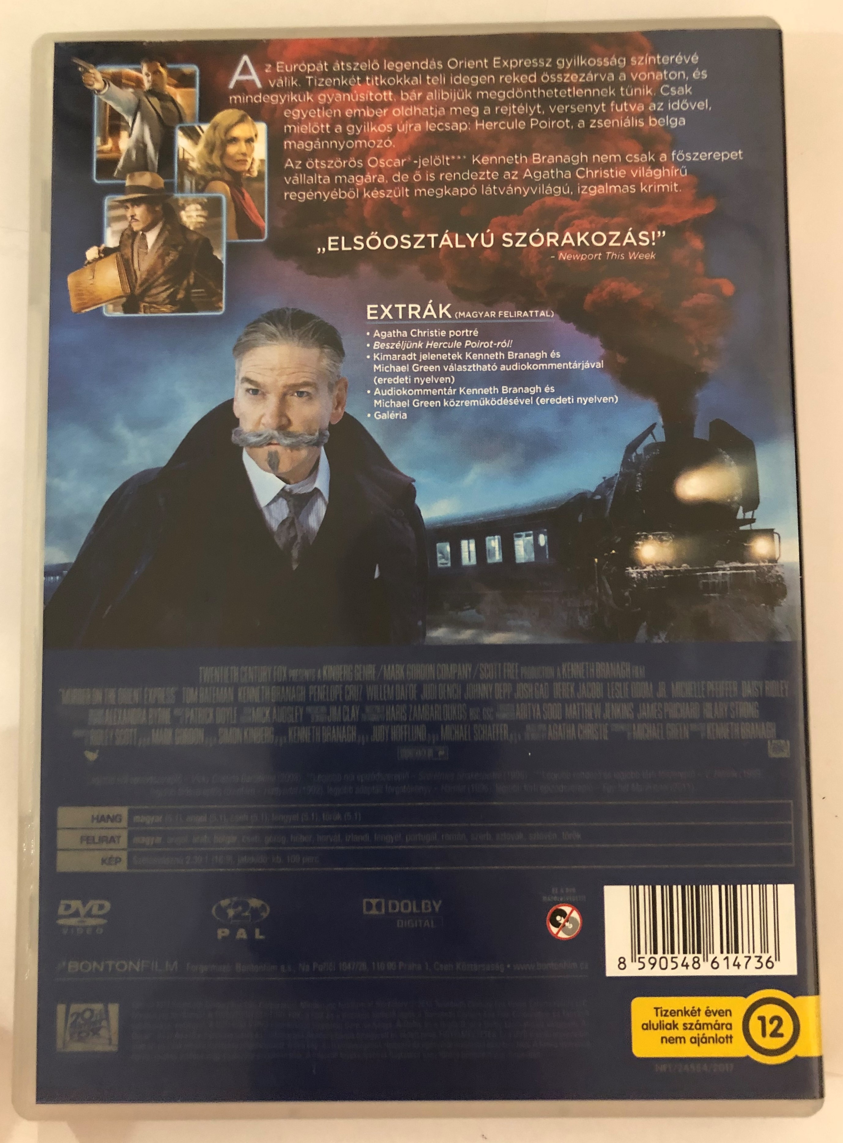 Murder on the Orient Express DVD 2017 Gyilkosság az Orient Expresszen /  Directed by Kenneth Branagh / Starring: Kenneth Branagh, Penélope Cruz,  Willem Dafoe, Judi Dench, Johnny Depp - Bible in My Language