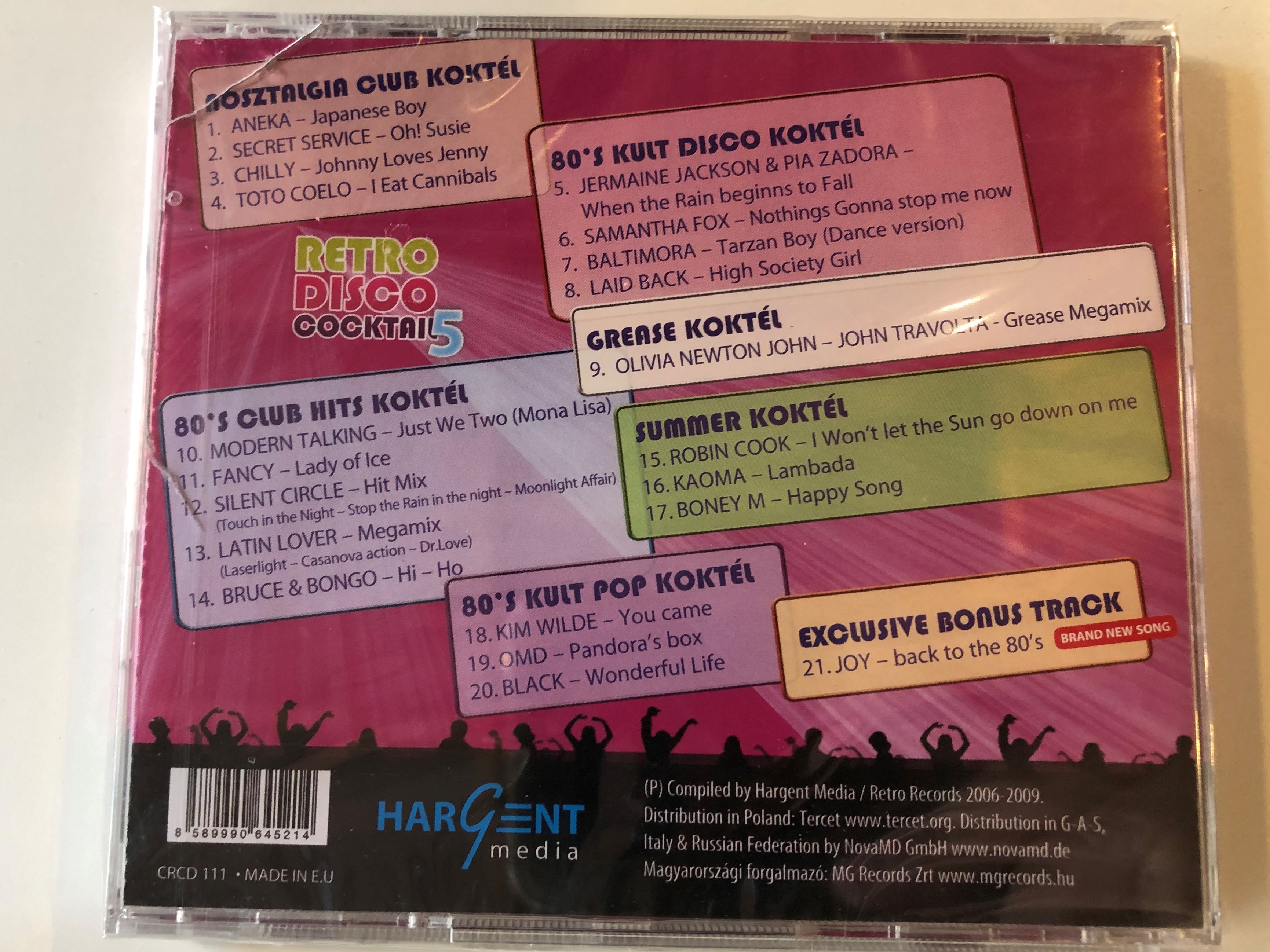 Retro Disco Cocktail 5 / Kim Wilde, Chilly, Modern Talking, John Travolta &  Olivia Newton-John, Laid Back, Aneka, Bruce & Bongo, Boney M, Silent  Circle, Toto Coelo... / Hargent Media ‎Audio CD /