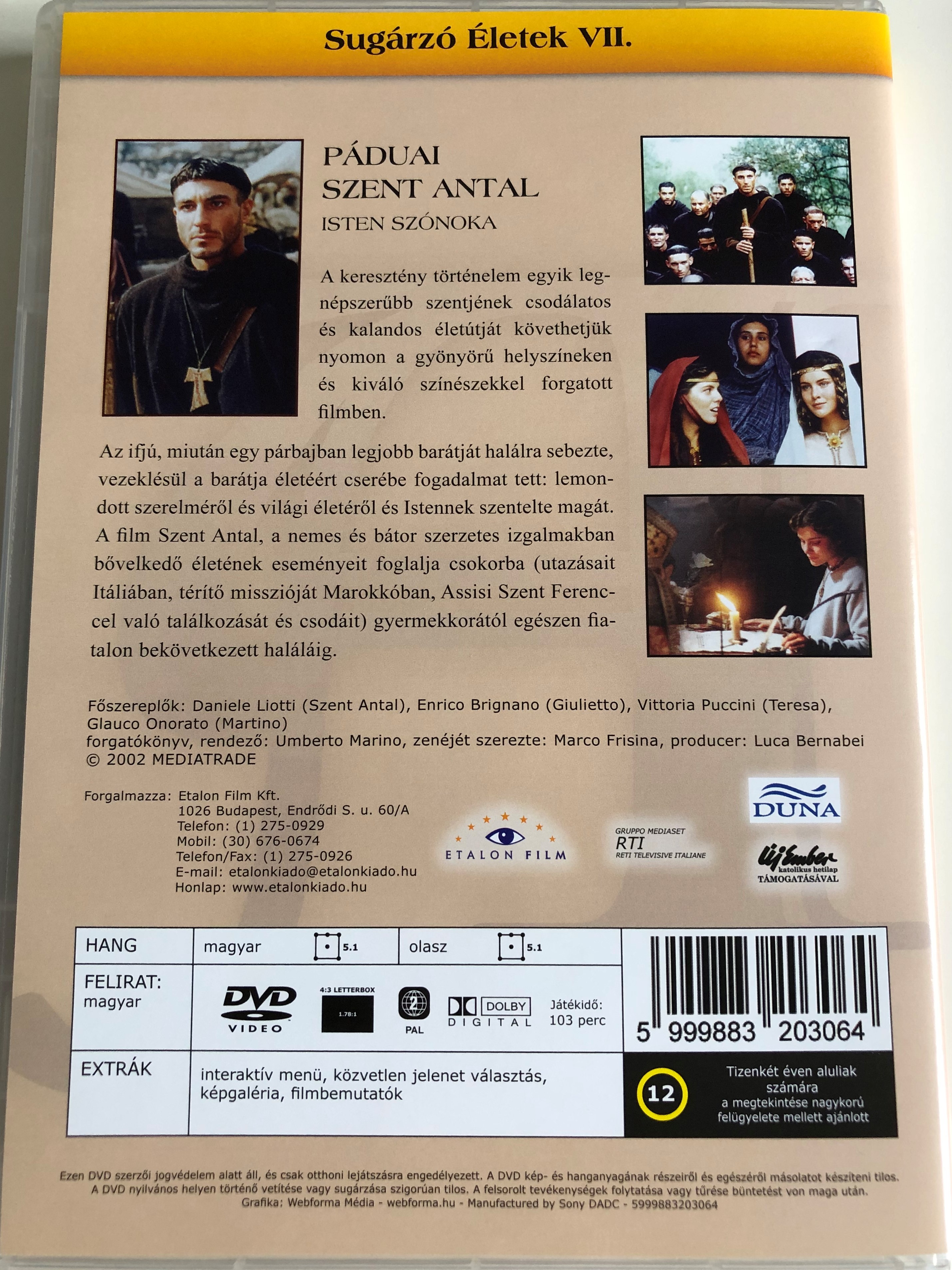 Páduai Szent Antal Isten Szónoka Teljes Film Magyarul Sant'Antonio di Padova DVD 2002 Páduai Szent Antal - Isten Szónoka
