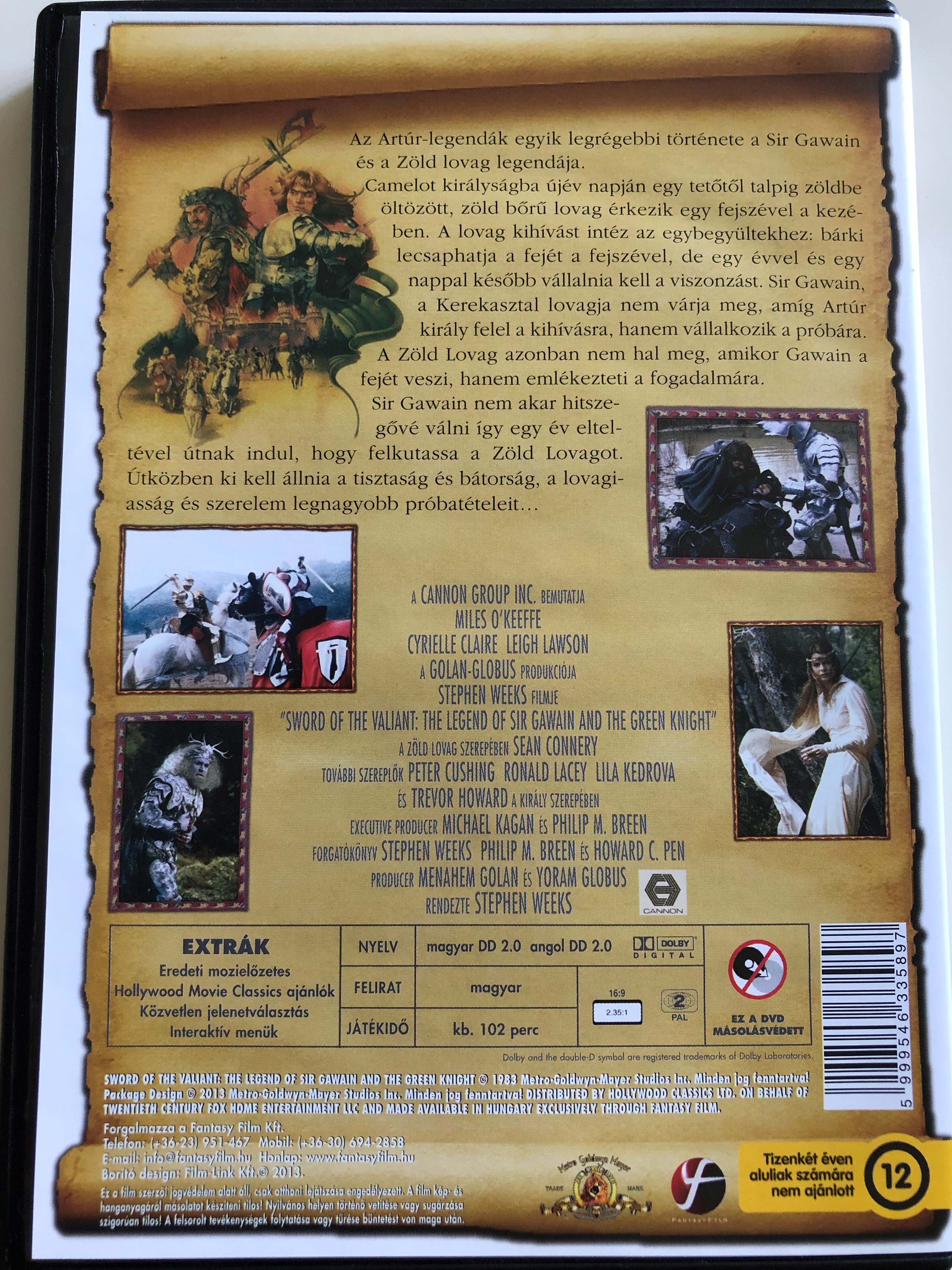 Sword of the valiant: The Legend of Sir Gawain and the green knight DVD  1983 Camelot Gawain és a Zöld Lovag / Directed by Stephen Weeks / Starring:  Sean Connery, Peter Cushing,