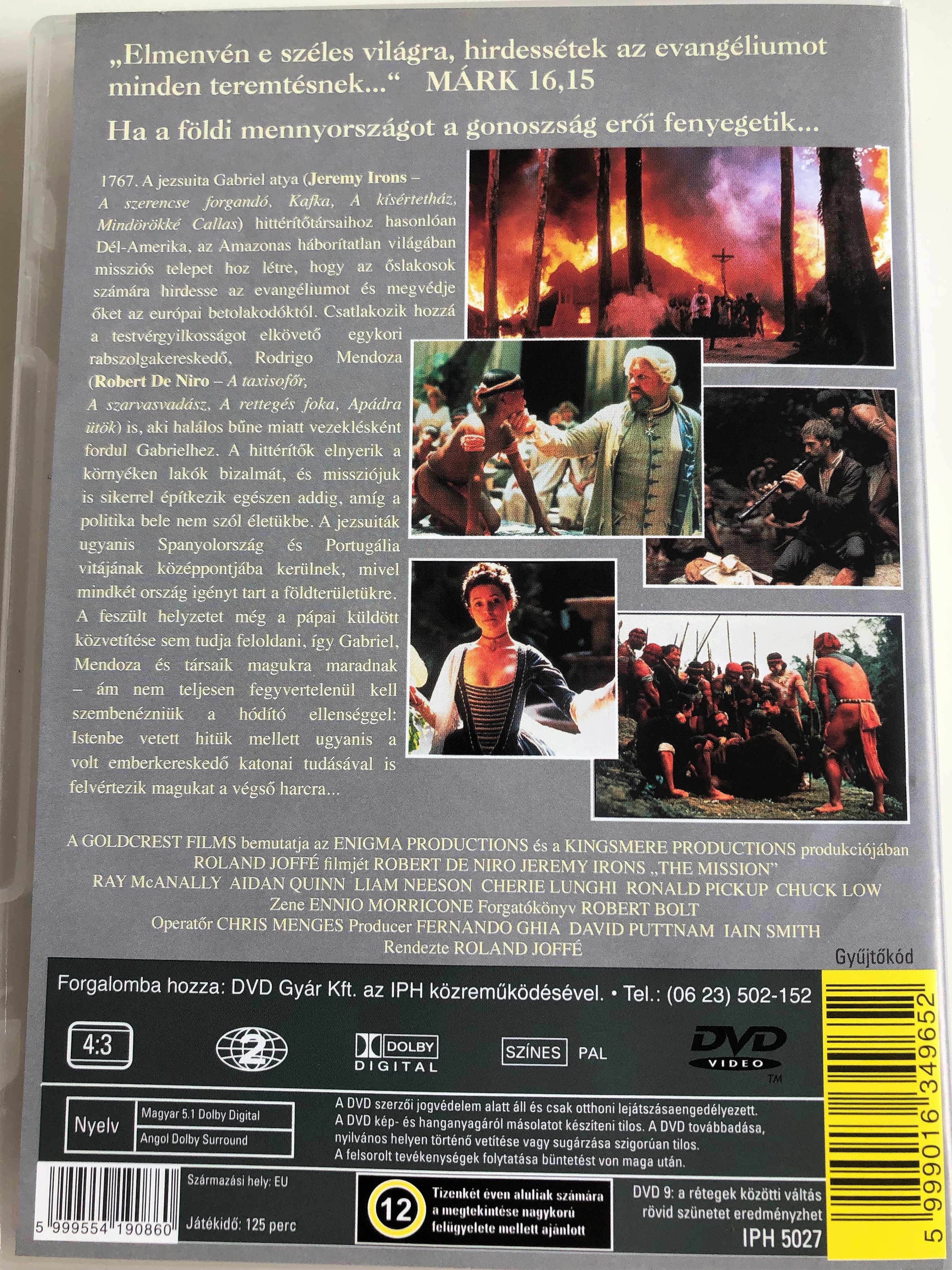 The Mission DVD 1986 A Misszió / Directed by Roland Joffé / Starring: Robert  De Niro, Jeremy Irons, Ray McAnally, Aidan Quinn, Cherie Lunghi, Liam  Neeson / 1987 Oscar Winner - bibleinmylanguage
