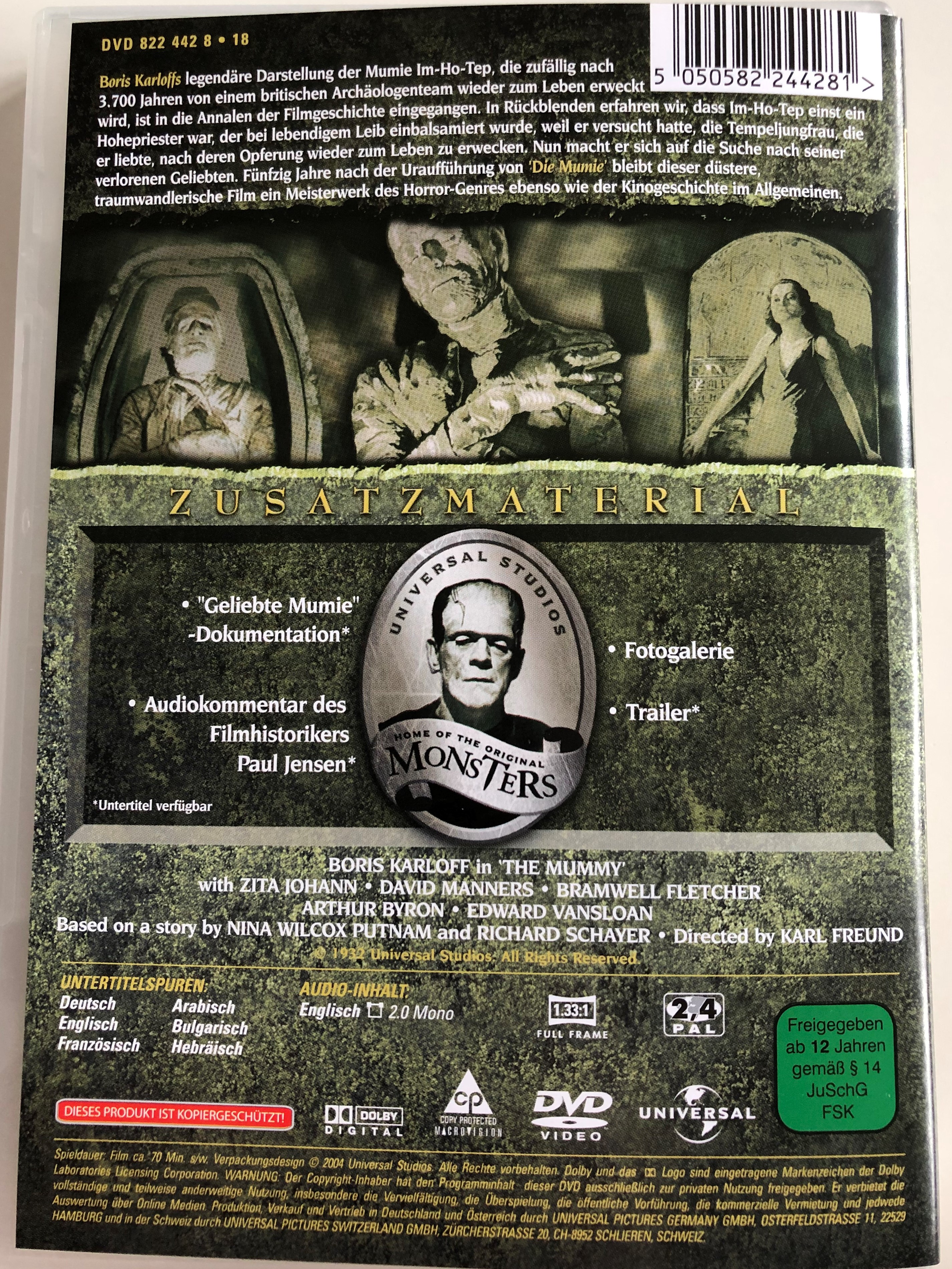 The Mummy DVD 1932 Die Mumie / Directed by Karl Freund / Starring: Boris  Karloff, Zita Johann, David Manners, Brawell Fletcher - Bible in My Language