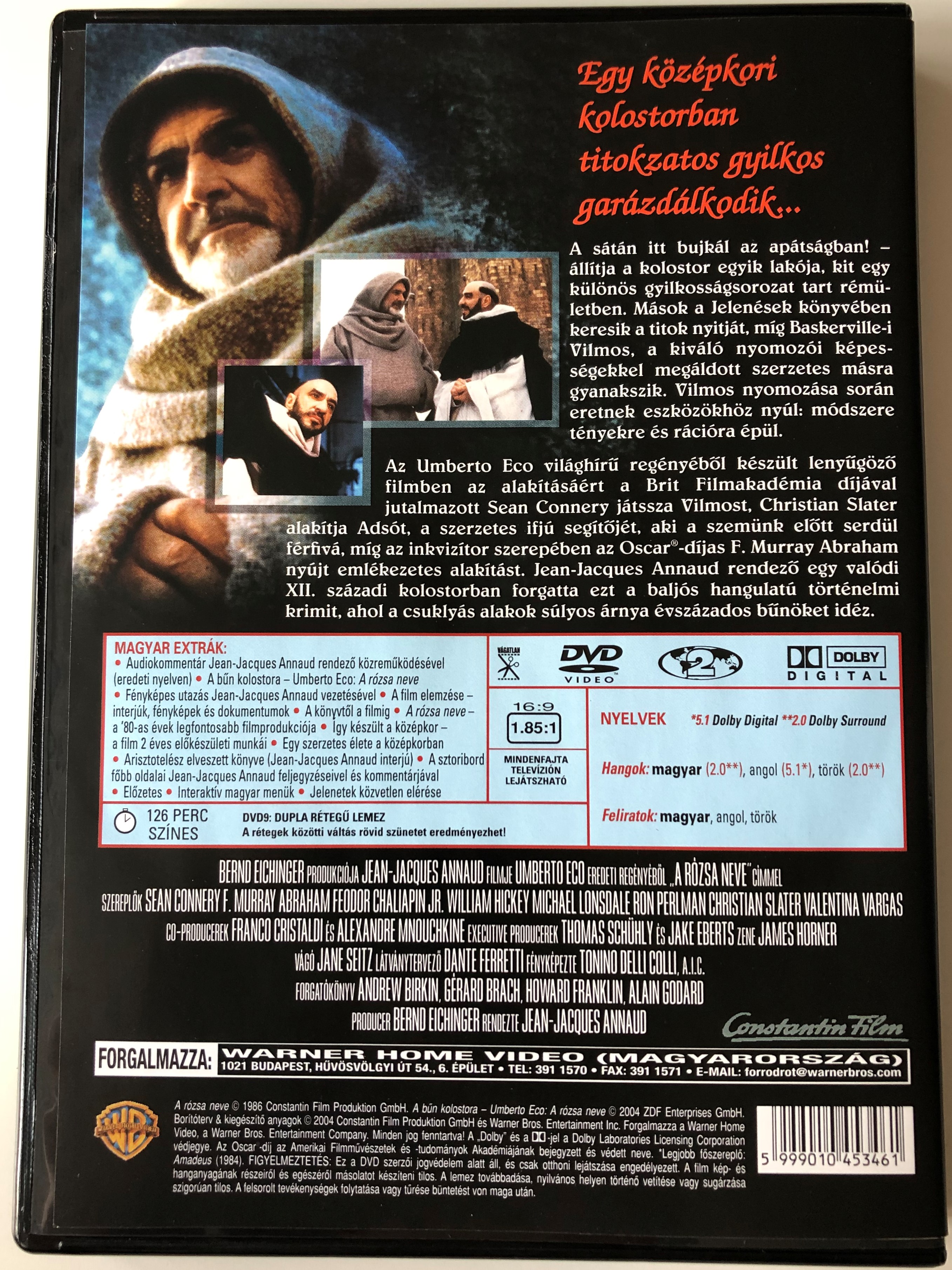 The name of the Rose (A rózsa neve) 2 DVD 1986 / Directed by Jean-Jacques  Annaud / Starring: Sean Connery, F. Murray Abraham, Feodor Chaliapin Jr. /  Based on Umberto Eco's novel - bibleinmylanguage