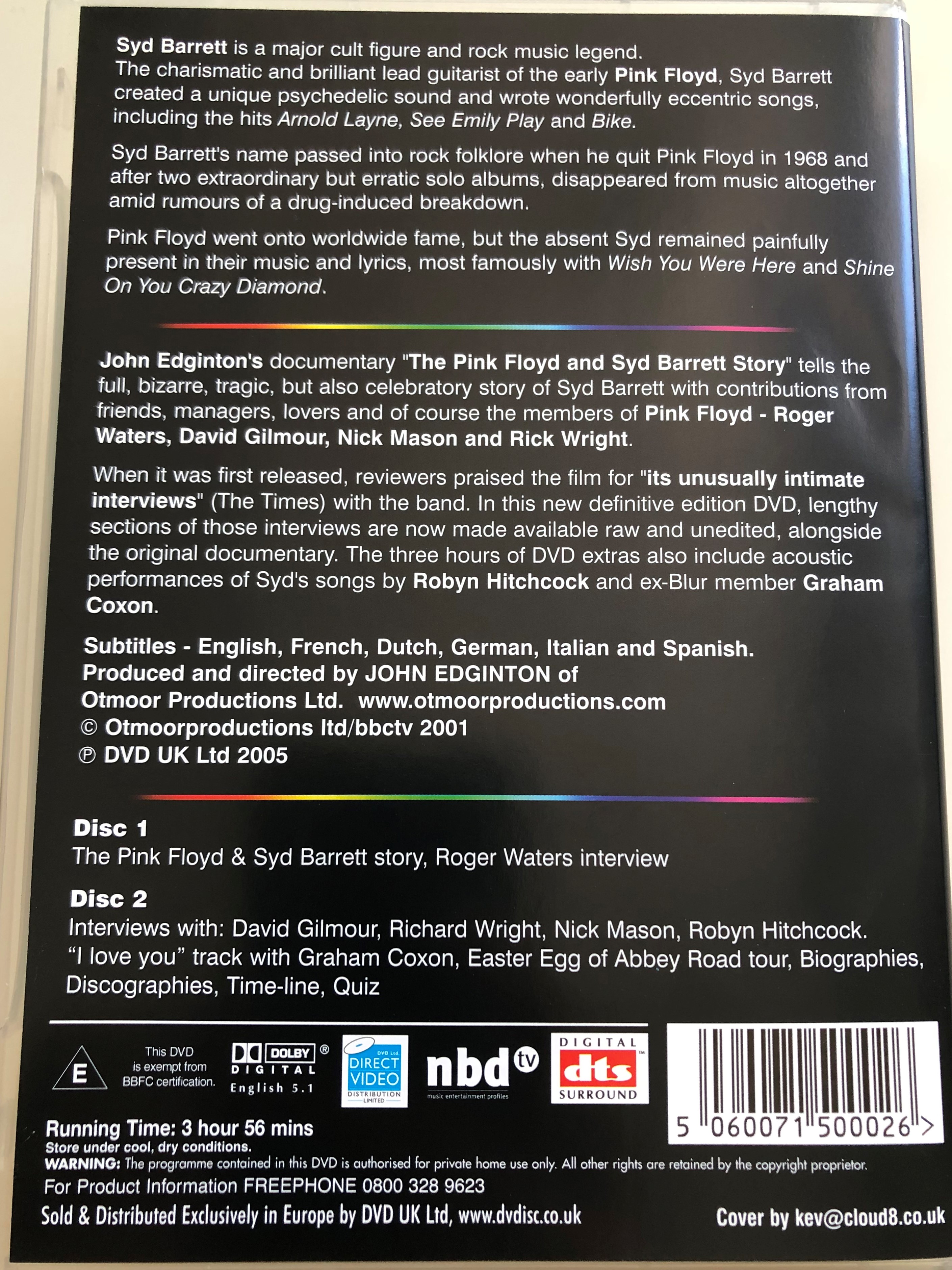 The Pink Floyd & Syd Barrett Story 2 DVD Set 2001 / The Definitive Edition  / Roger Waters interview, David Gilmour, Nick Mason / Directed by John  Edginton - bibleinmylanguage