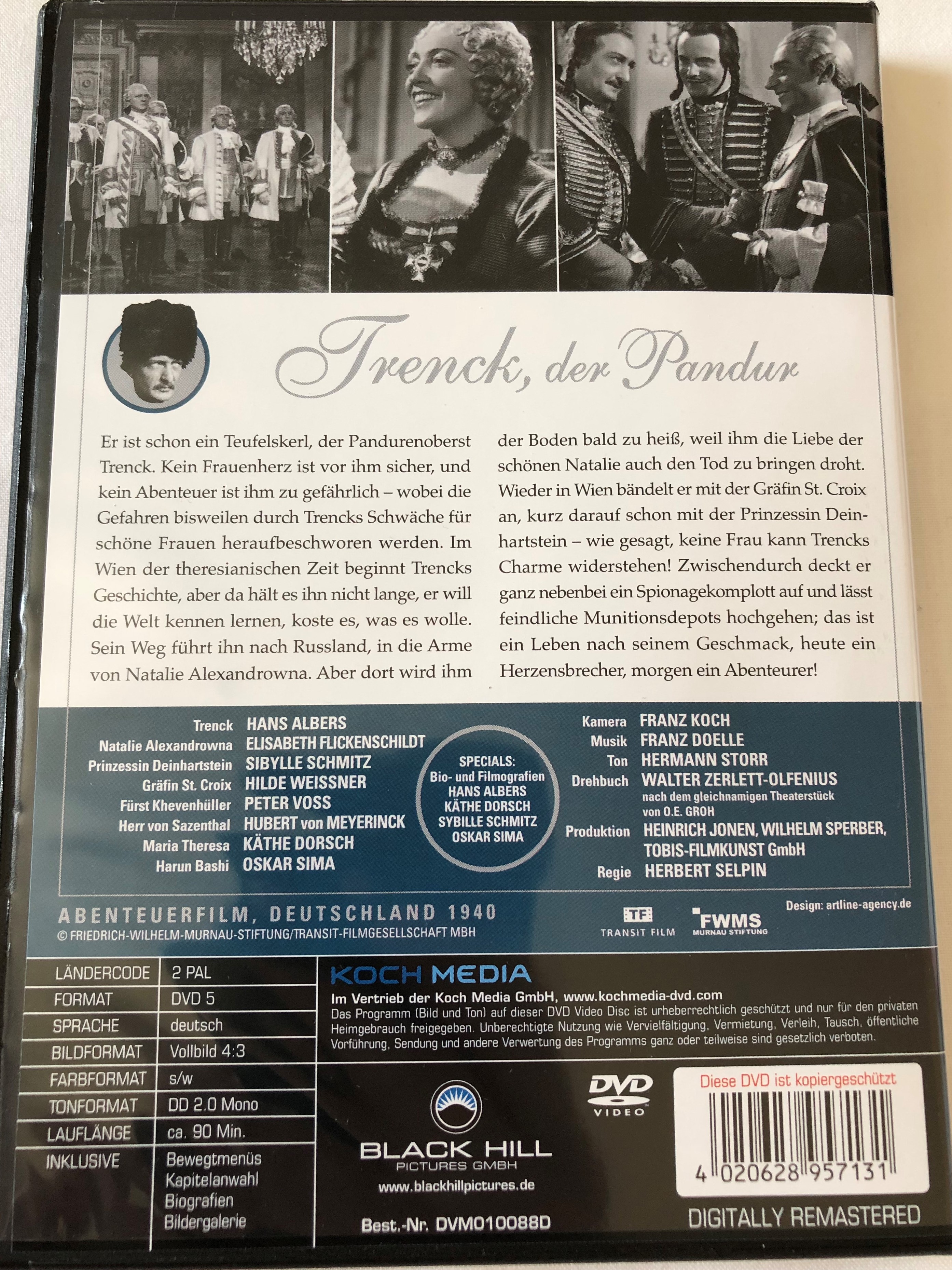 Trenck, der Pandur DVD 1940 / Directed by Herbert Selpin / Starring: Hans  Albers, Elisabeth Flickenschildt, Sybille Schmitz / Digitally Remastered /  Deutsche Filmklassiker - bibleinmylanguage
