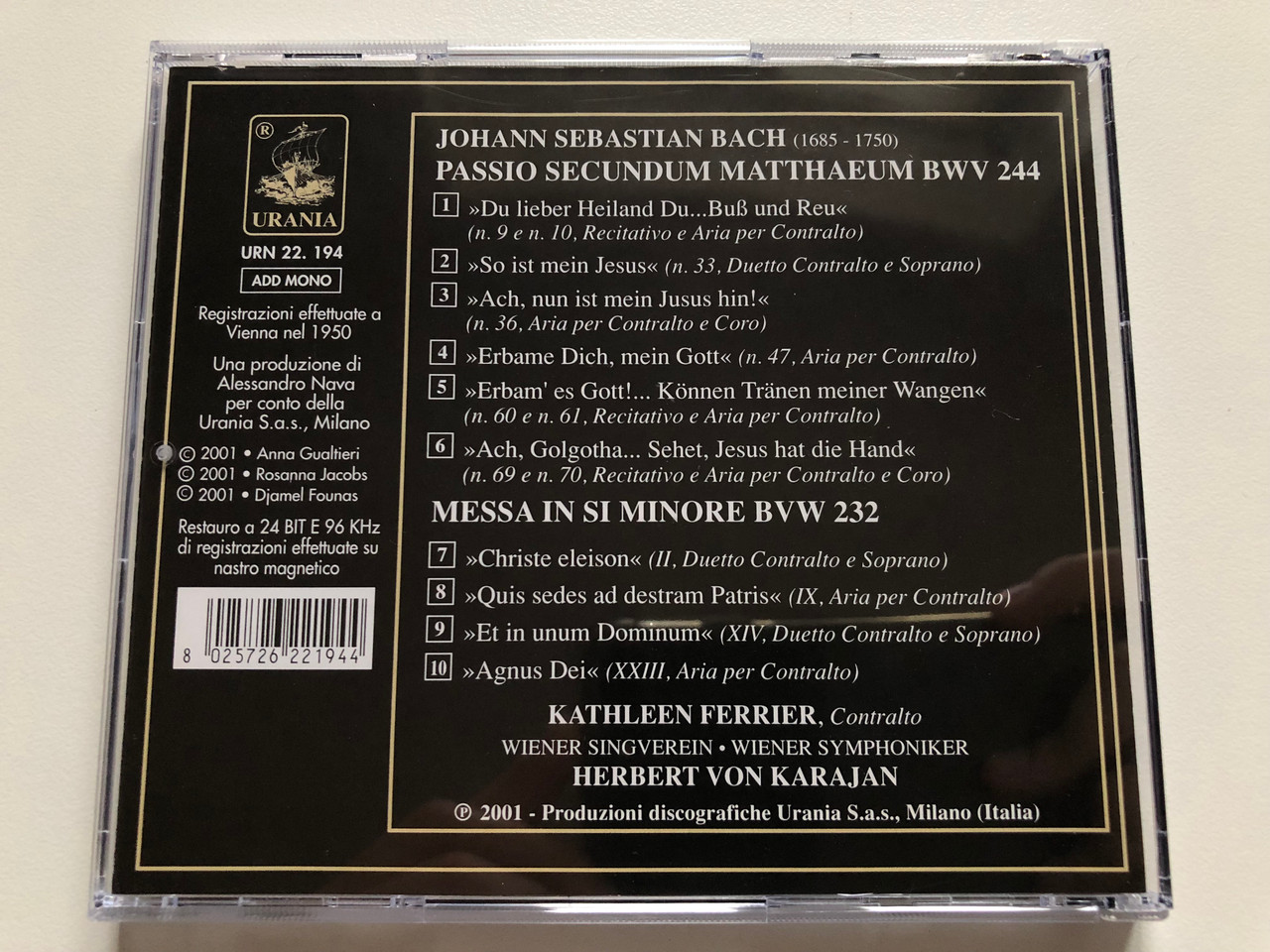 https://cdn10.bigcommerce.com/s-62bdpkt7pb/products/0/images/190094/Kathleen_Ferrier_J._S._Bach_-_La_Passione_Secondo_Matteo_Messa_In_Si_Minore_Herbert_Von_Karajan_Urania_Audio_CD_2001_Mono_URN_22._194_9__86345.1630677453.1280.1280.JPG?c=2&_gl=1*1pmdpyq*_ga*MjA2NTIxMjE2MC4xNTkwNTEyNTMy*_ga_WS2VZYPC6G*MTYzMDY3NjAyNi42My4xLjE2MzA2NzcwNjYuNTc.