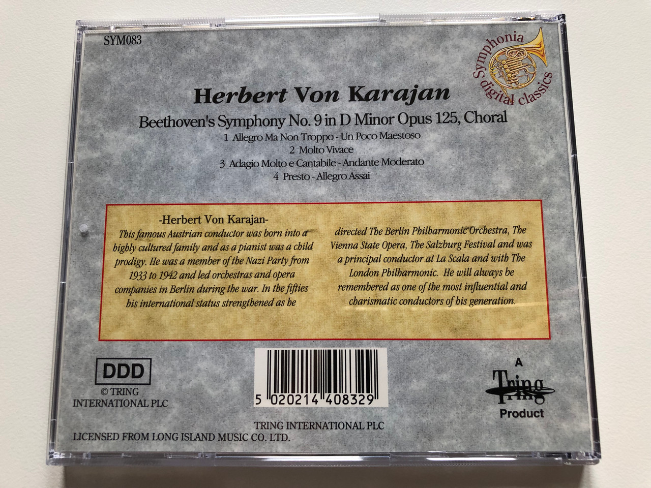 Herbert Von Karajan Beethoven #39 s Symphony No 9 in D Minor Opus 125