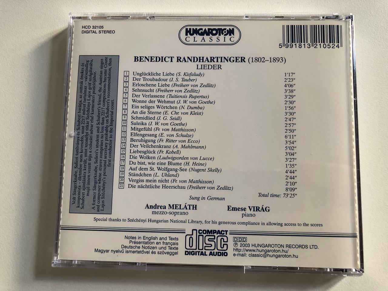 https://cdn10.bigcommerce.com/s-62bdpkt7pb/products/0/images/192767/Randhartinger_-_Lieder_Emese_Virag_piano_Andrea_Melath_mezzo-soprano_Hungaroton_Classic_Audio_CD_2003_Stereo_HCD_32105_12__29154.1632469865.1280.1280.JPG?c=2&_gl=1*1gnnhan*_ga*MjA2NTIxMjE2MC4xNTkwNTEyNTMy*_ga_WS2VZYPC6G*MTYzMjQ2MDk1NC45Ny4xLjE2MzI0Njk5MTUuNjA.
