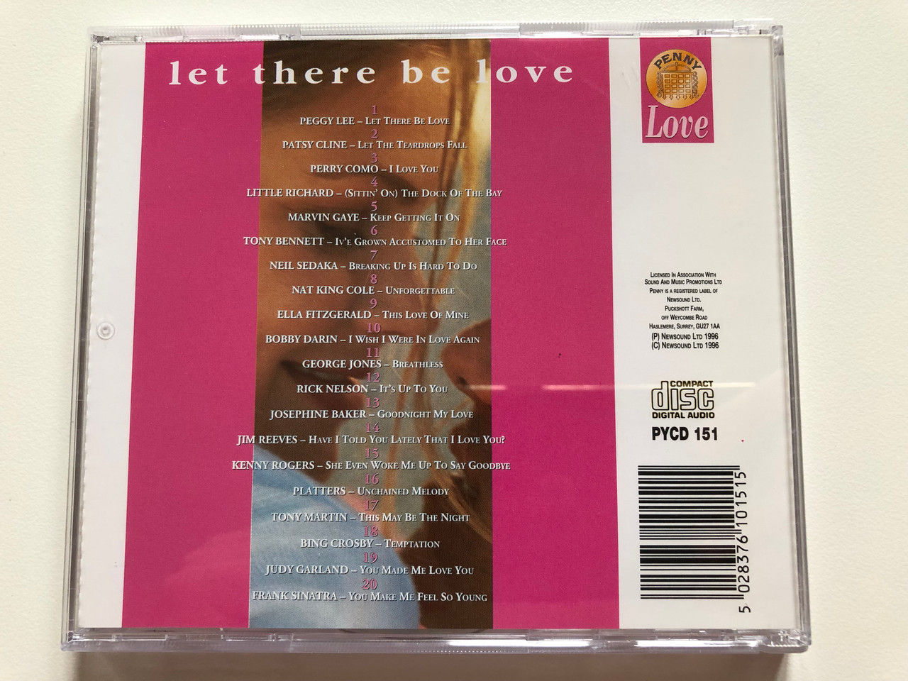 https://cdn10.bigcommerce.com/s-62bdpkt7pb/products/0/images/198961/Let_There_Be_Love_-_20_Tracks_Original_Artists_Patsy_Cline_Bobby_Darin_Kenny_Rogers_Perry_Como_Josephine_Baker_Marvin_Gaye_Newsound_Audio_CD_1996_PYCD_151_4__65384.1636539844.1280.1280.JPG?c=2&_gl=1*b80k1s*_ga*MjA2NTIxMjE2MC4xNTkwNTEyNTMy*_ga_WS2VZYPC6G*MTYzNjUzMTE1NC4xNjMuMS4xNjM2NTM5Njc1LjU3