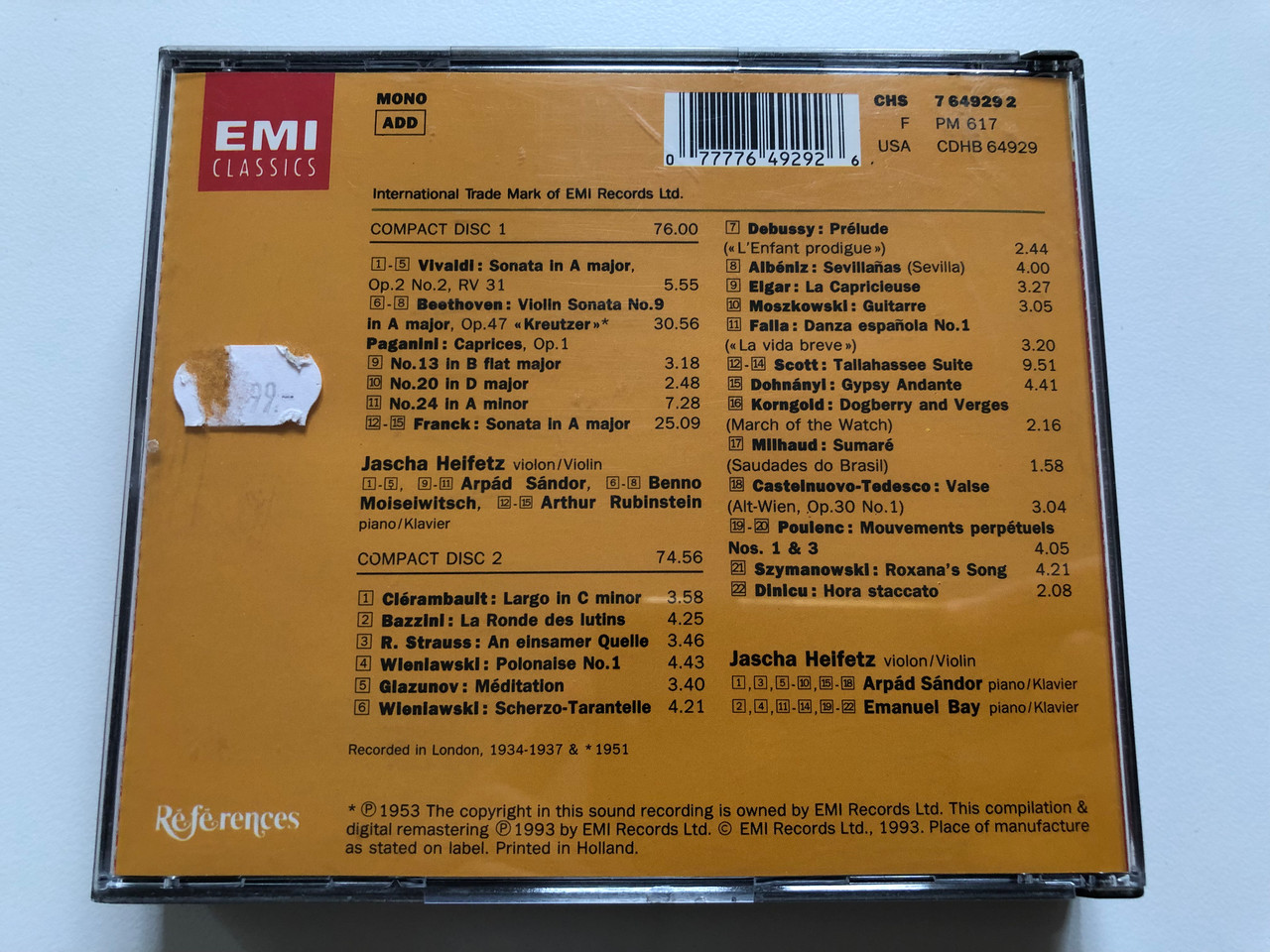 https://cdn10.bigcommerce.com/s-62bdpkt7pb/products/0/images/199400/Jascha_Heifetz_-_Recital_-_Benno_Moiseiwitsch_Arthur_Rubinstein_Arpad_Sandor_Emanuel_Bay_Rfrences_EMI_Classics_2x_Audio_CD_1993_Mono_CHS_7649292_2__67857.1637081702.1280.1280.JPG?c=2&_gl=1*1yfqsa5*_ga*MjA2NTIxMjE2MC4xNTkwNTEyNTMy*_ga_WS2VZYPC6G*MTYzNzA3MzE4OC4xNzIuMS4xNjM3MDgxNDY3LjI5