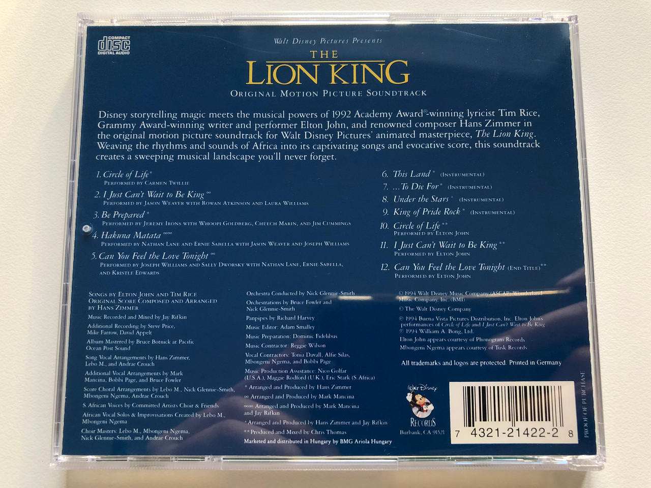 https://cdn10.bigcommerce.com/s-62bdpkt7pb/products/0/images/219542/Walt_Disney_Pictures_Presents_-_The_Lion_King_Original_Motion_Picture_Soundtrack_Original_Songs_Music_By_Elton_John_Lyrics_By_Tim_Rice_Score_Composed_By_Hans_Zimmer_Walt_Disney_Rec_5__56418.1648621099.1280.1280.JPG?c=2&_gl=1*1jfr1ey*_ga*MjA2NTIxMjE2MC4xNTkwNTEyNTMy*_ga_WS2VZYPC6G*MTY0ODYxNjU4NS4zMzcuMS4xNjQ4NjIwODYyLjUw
