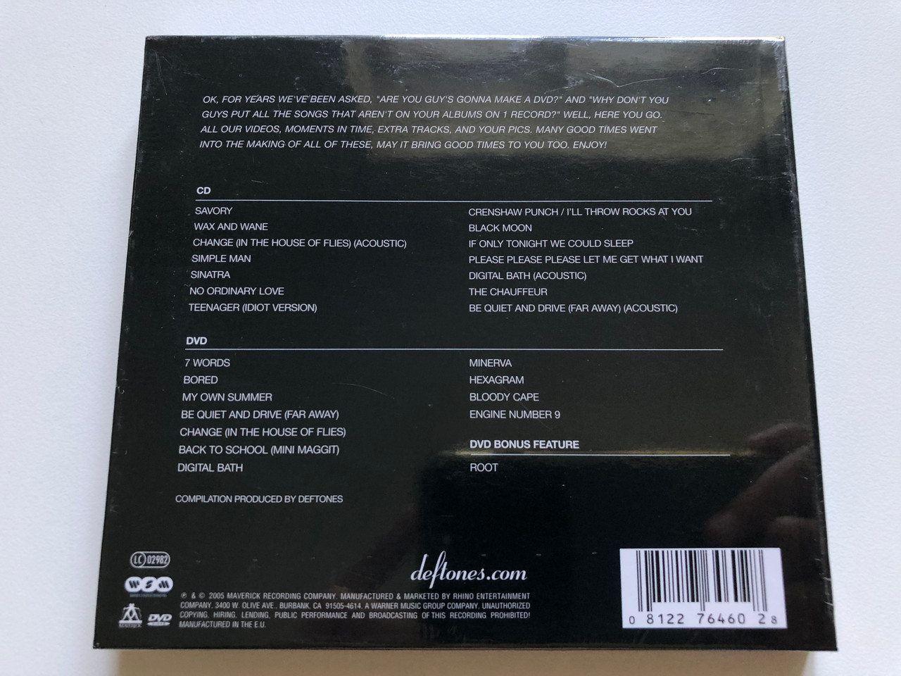 https://cdn10.bigcommerce.com/s-62bdpkt7pb/products/0/images/244309/Deftones_B-Sides_Rarities_CD_14_Rare_Unreleased_Songs_From_The_Deftones_Vaults_Spanning_The_Last_Dacade_DVD_The_Complete_Of_Deftones_Music_Videos_Together_For_The_First_Time_Mave__23836.1659367335.1280.1280.JPG?c=2&_gl=1*ptr6lx*_ga*MjA2NTIxMjE2MC4xNTkwNTEyNTMy*_ga_WS2VZYPC6G*MTY1OTM2MTk0MC41MDcuMS4xNjU5MzY2NzUzLjQz