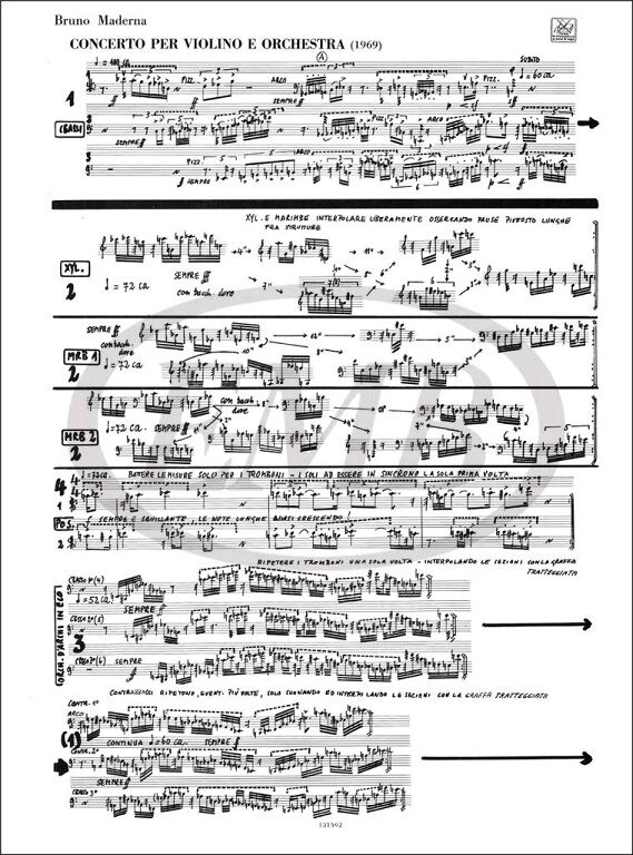 Maderna Bruno Concerto Per Violino E Orchestra Partitura Ricordi Americana 1970