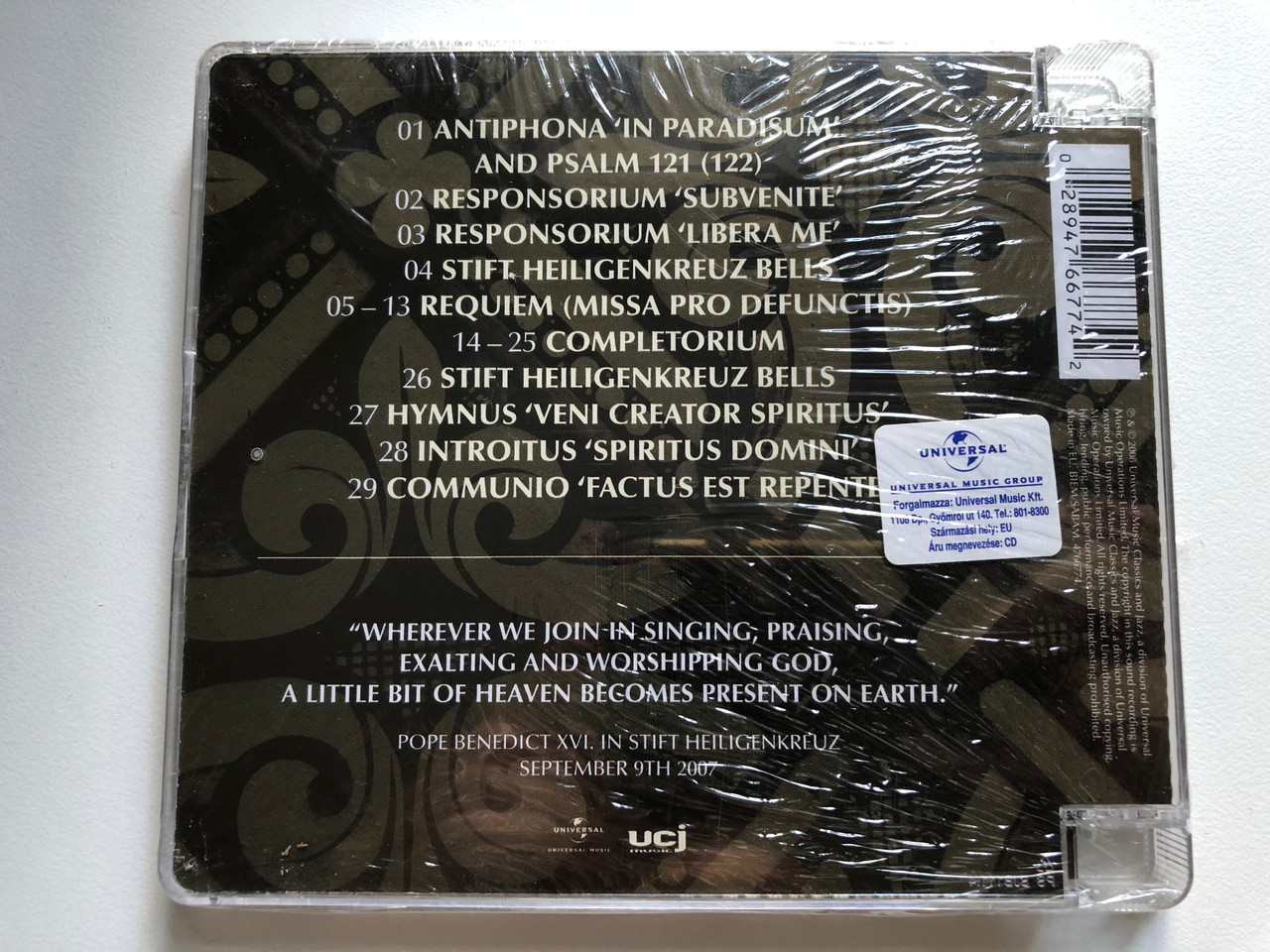 https://cdn10.bigcommerce.com/s-62bdpkt7pb/products/0/images/248241/Chant_-_Music_For_Paradise_-_The_Cistercian_Monks_Of_Stift_Heiligenkreuz_UCJ_Music_Audio_CD_2008_4766774_2__91912.1660583568.1280.1280.JPG?c=2&_gl=1*6qnucf*_ga*MjA2NTIxMjE2MC4xNTkwNTEyNTMy*_ga_WS2VZYPC6G*MTY2MDU3OTI1My41MjguMS4xNjYwNTgzMzgwLjQw