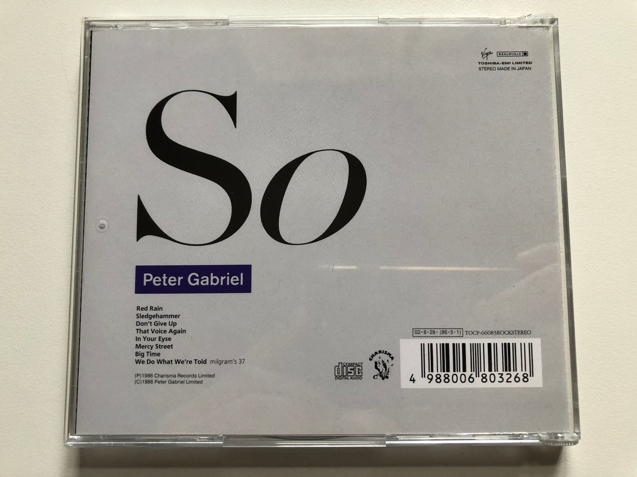 https://cdn10.bigcommerce.com/s-62bdpkt7pb/products/0/images/256066/Peter_Gabriel_So_Charisma_Audio_CD_1986_Stereo_TOCP-66083_4__37510.1665592733.1280.1280.JPG?c=2&_gl=1*13j0s84*_ga*MjA2NTIxMjE2MC4xNTkwNTEyNTMy*_ga_WS2VZYPC6G*MTY2NTU4NTUzOC41OTAuMS4xNjY1NTkyNTg3LjQxLjAuMA..
