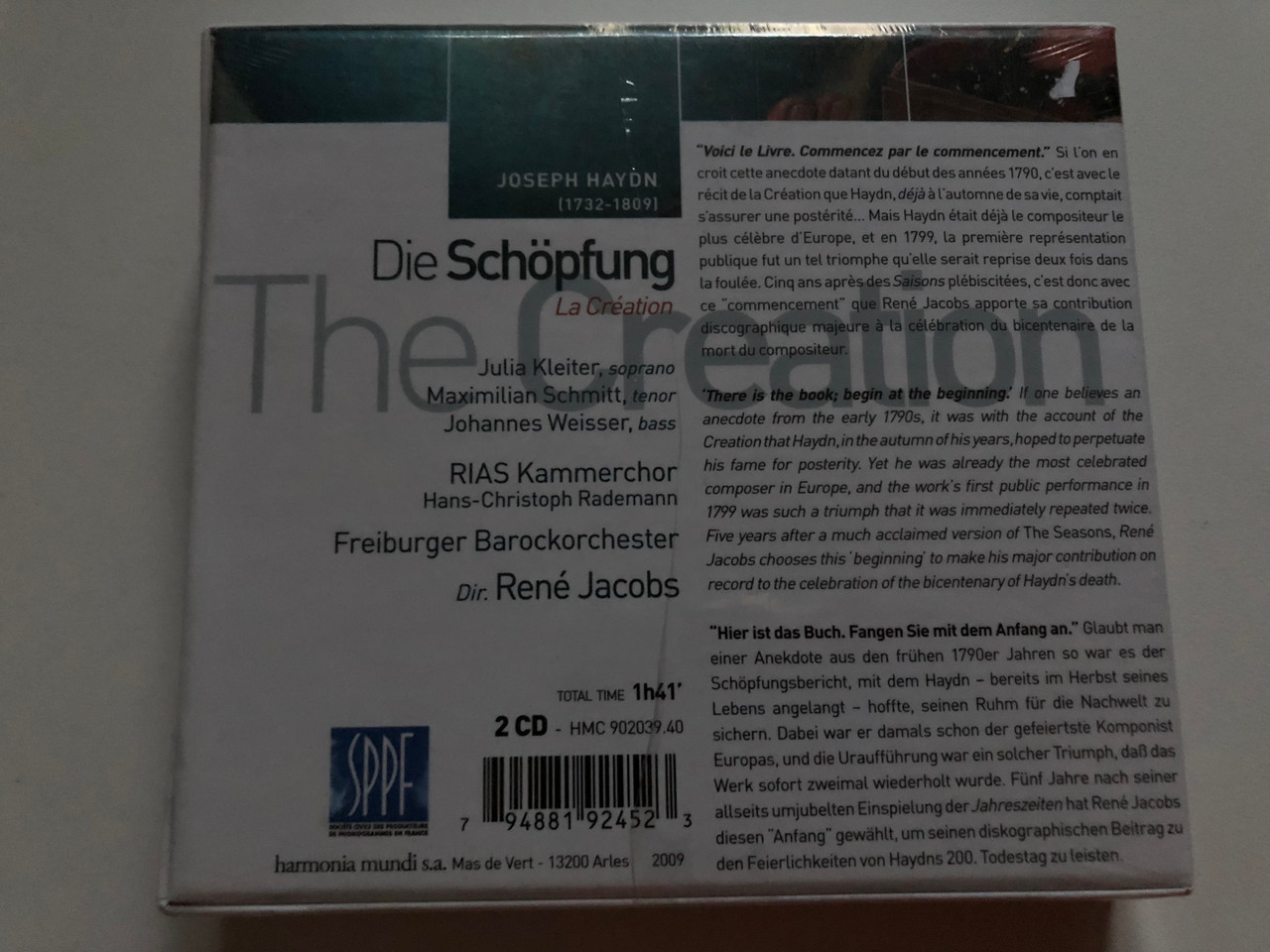 https://cdn10.bigcommerce.com/s-62bdpkt7pb/products/0/images/259086/Joseph_Haydn_-_Die_Schpfung_The_Creation_-_Julia_Kleiter_Maximilian_Schmitt_Johannes_Weisser_RIAS_Kammerchor_Freiburger_Barockorchester_Ren_Jacobs_Harmonia_Mundi_2x_Audio_CD_2009___98854.1669055410.1280.1280.JPG?c=2&_gl=1*1eugjov*_ga*MjA2NTIxMjE2MC4xNTkwNTEyNTMy*_ga_WS2VZYPC6G*MTY2OTA0ODMxMS42MzYuMS4xNjY5MDU1MDc4LjYwLjAuMA..