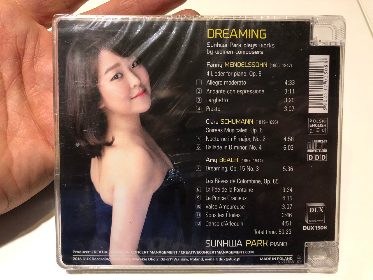 https://cdn10.bigcommerce.com/s-62bdpkt7pb/products/0/images/259692/Dreaming_-_Sunhwa_Park_plays_works_by_women_composers_-_Amy_Beach_Fanny_Mendelssohn_Clara_Schumann_DUX_Recording_Producers_Audio_CD_2018_DUX_1508_2__93255.1669717863.1280.1280.JPG?c=2&_gl=1*h1g88w*_ga*MjA2NTIxMjE2MC4xNTkwNTEyNTMy*_ga_WS2VZYPC6G*MTY2OTcxNTUzMi42NTAuMS4xNjY5NzE3MzY1LjQyLjAuMA..