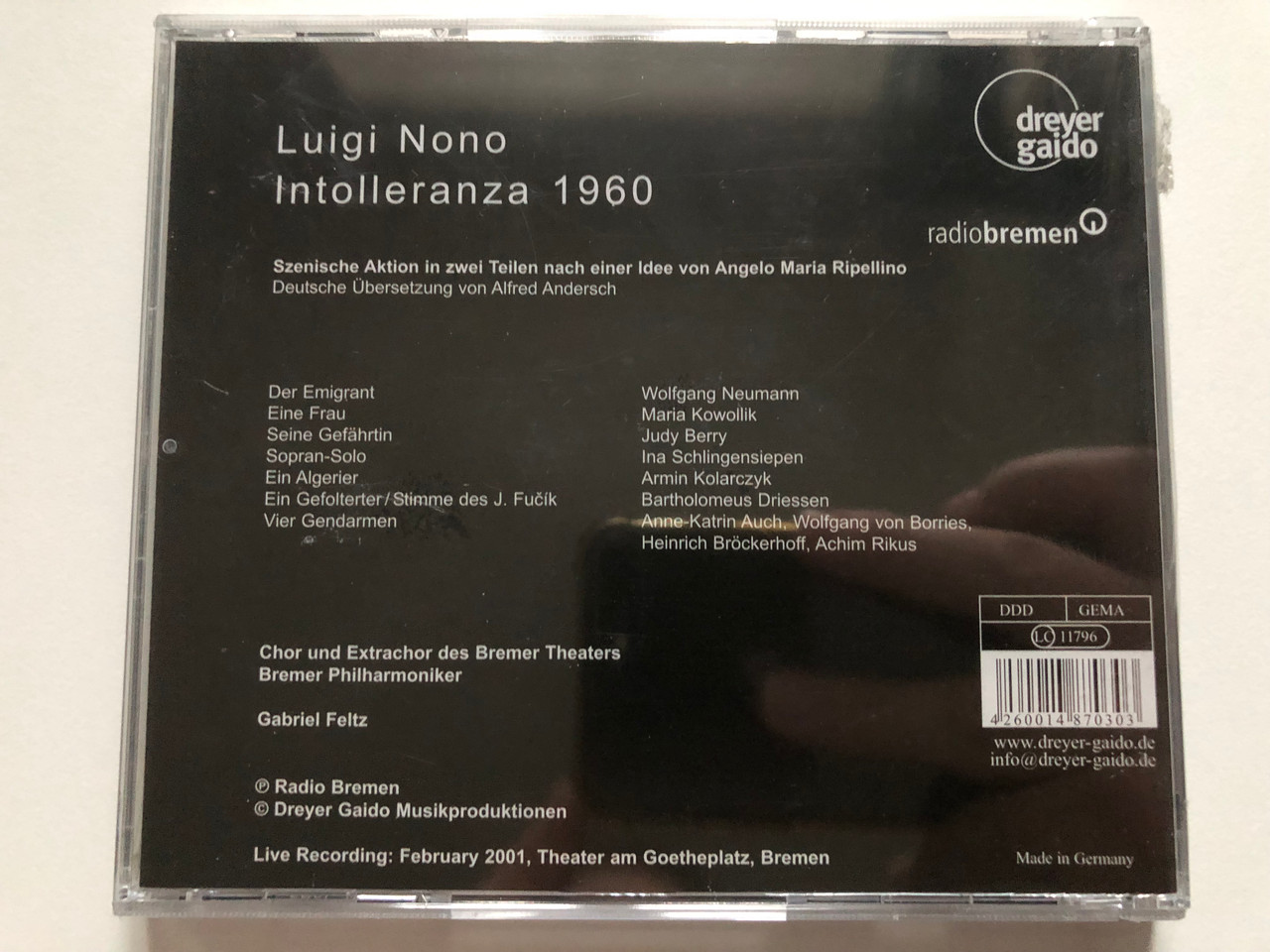 https://cdn10.bigcommerce.com/s-62bdpkt7pb/products/0/images/272654/Luigi_Nono_Intolleranza_1960_-_Neumann_Berry_Kowollik_Kolarczyk_Driessen_Schlingensiepen_Chor_Des_Bremer_Theaters_Bremer_Philharmoniker_Gabriel_Feltz_Dreyer_Gaido_Audio_CD_2001_CD__02262.1681410038.1280.1280.JPG?c=2&_gl=1*18lri6i*_ga*MjA2NTIxMjE2MC4xNTkwNTEyNTMy*_ga_WS2VZYPC6G*MTY4MTM5NjQ3OC44NDYuMS4xNjgxNDA5ODUwLjYwLjAuMA..