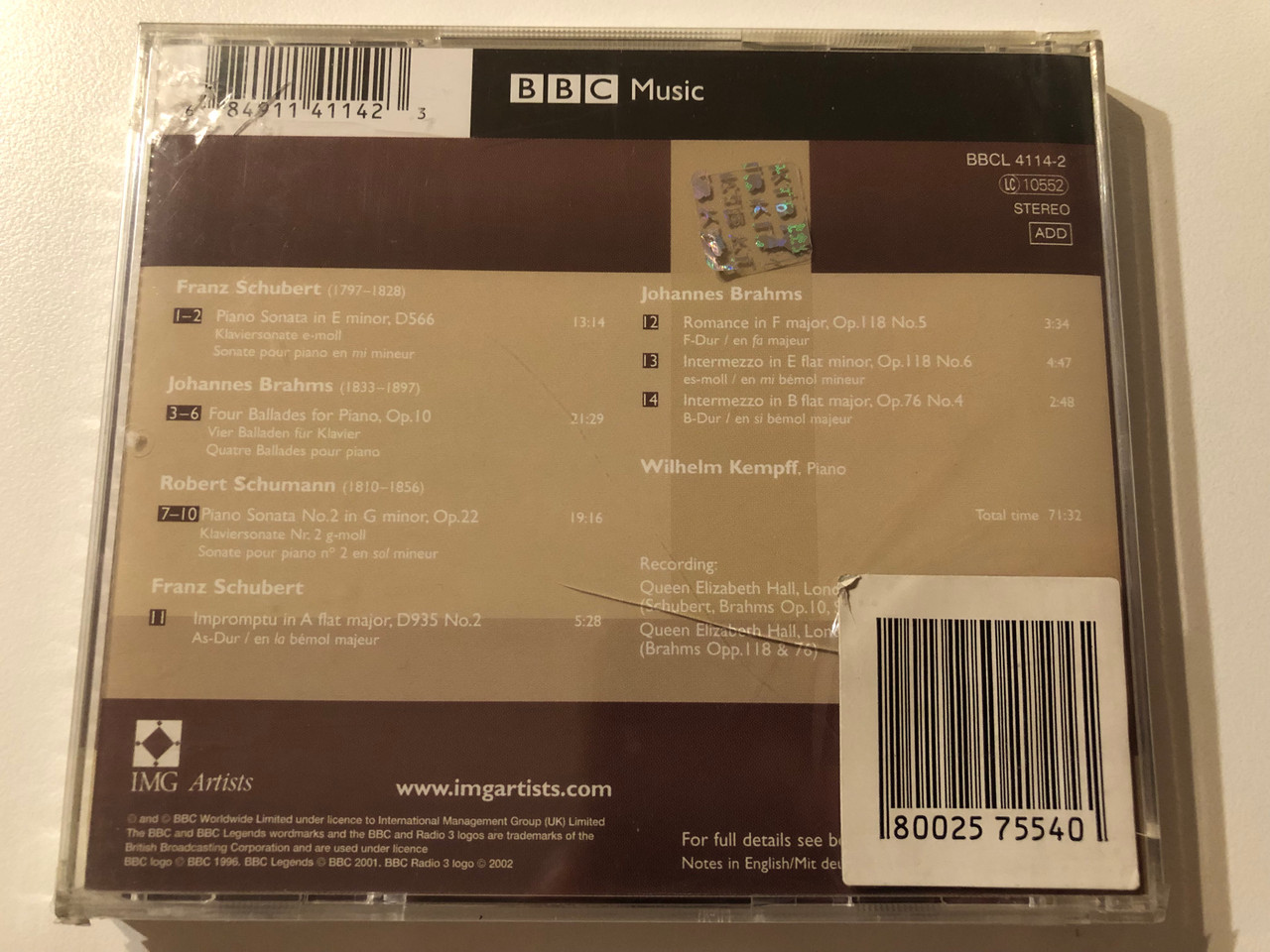 https://cdn10.bigcommerce.com/s-62bdpkt7pb/products/0/images/276054/Kempff_-_Brahms_-_4_Ballades_Intermezzos_Schumann_Piano_Sonatas_No._2_Schubert_Piano_Sonatas_D566_Impromptu_D935_No._2_BBC_Legends_BBC_Audio_CD_2001_BBCL_4114-2_2__63043.1686070310.1280.1280.JPG?c=2&_gl=1*8iyixe*_ga*MjA2NTIxMjE2MC4xNTkwNTEyNTMy*_ga_WS2VZYPC6G*MTY4NjA1OTc1OS45MjkuMS4xNjg2MDY4OTkyLjguMC4w