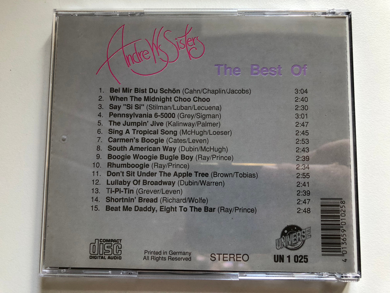 https://cdn10.bigcommerce.com/s-62bdpkt7pb/products/0/images/290290/The_Best_Of_Andrews_Sisters_Universe_Audio_CD_Stereo_UN_1_025_4__25013.1691159298.1280.1280.JPG?c=2&_gl=1*1vum14l*_ga*MjA2NTIxMjE2MC4xNTkwNTEyNTMy*_ga_WS2VZYPC6G*MTY5MTE1Njg1My4xMDA2LjEuMTY5MTE1OTI4Mi42MC4wLjA.
