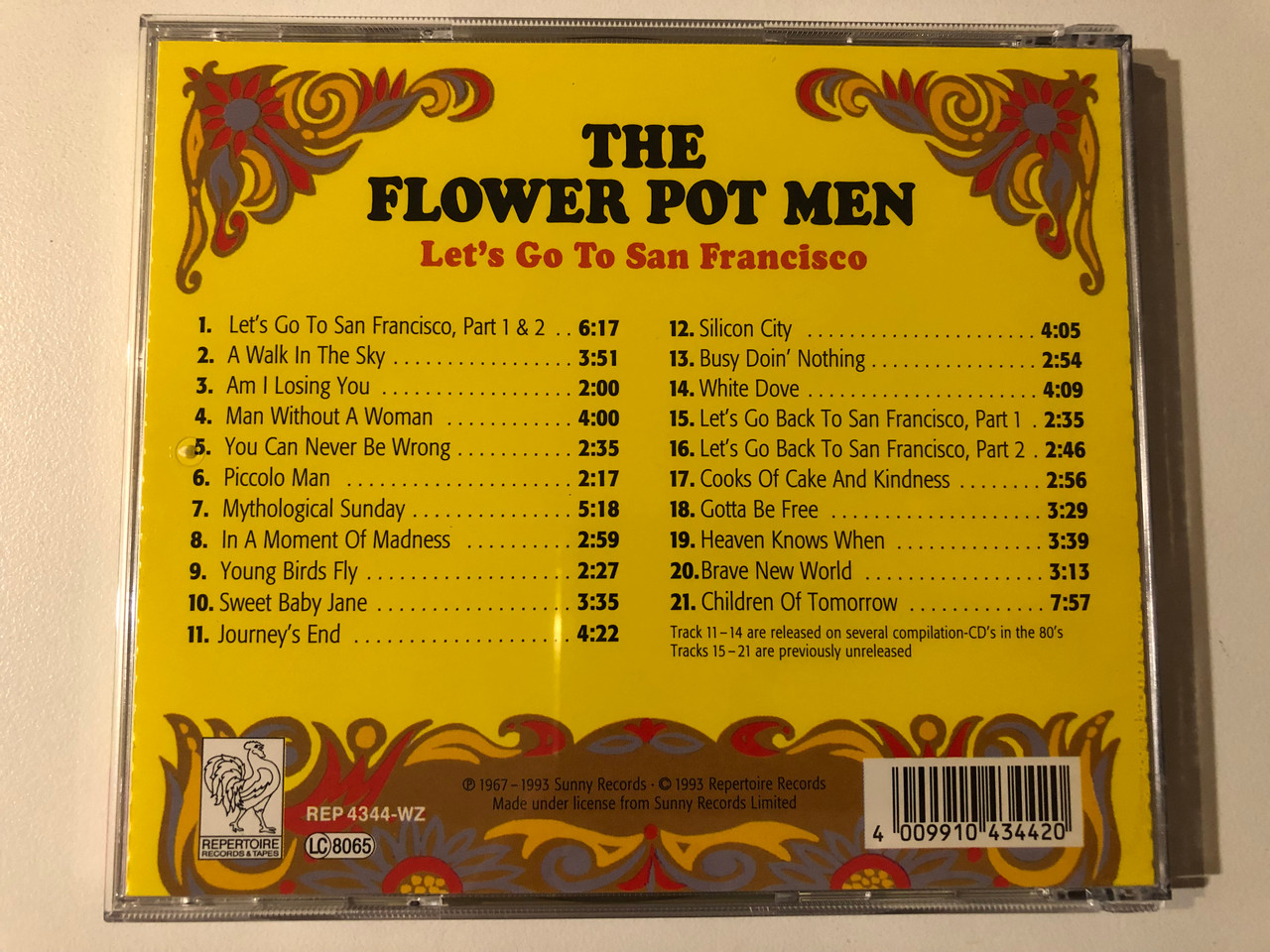 https://cdn10.bigcommerce.com/s-62bdpkt7pb/products/0/images/293097/The_Flower_Pot_Men_Lets_Go_To_San_Francisco_Incl._the_complete_long_version_of_Lets_Go_To_San_Francisco_and_7_unreleased_tracks_Repertoire_Records_Audio_CD_1993_REP_4344-WZ_2__05155.1692000299.1280.1280.JPG?c=2&_gl=1*63bb8j*_ga*MjA2NTIxMjE2MC4xNTkwNTEyNTMy*_ga_WS2VZYPC6G*MTY5MTk5MzQwNS4xMDE5LjEuMTY5MTk5OTgwNS42MC4wLjA.