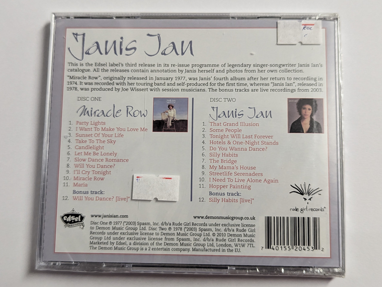 https://cdn10.bigcommerce.com/s-62bdpkt7pb/products/0/images/302294/Janis_Ian_Miracle_Row_Janis_Ian_Edsel_Records_Audio_CD_2010_EDSD_2045_2__77229.1696328140.1280.1280.jpg?c=2&_gl=1*5edyto*_ga*MjA2NTIxMjE2MC4xNTkwNTEyNTMy*_ga_WS2VZYPC6G*MTY5NjMyNjUxMy4xMDgzLjEuMTY5NjMyODAyMy42MC4wLjA.