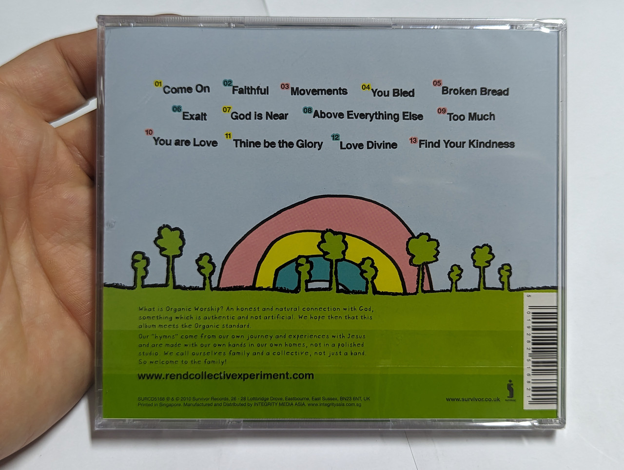 https://cdn10.bigcommerce.com/s-62bdpkt7pb/products/0/images/303744/Rend_Collective_Organic_Family_Hymnal_Survivor_Records_Audio_CD_2010_SURCD5168_2__65430.1697204523.1280.1280.jpg?c=2&_gl=1*1je5z5a*_ga*MjA2NTIxMjE2MC4xNTkwNTEyNTMy*_ga_WS2VZYPC6G*MTY5NzIwMzE3OS4xMTAyLjEuMTY5NzIwNDE2Mi40OS4wLjA.