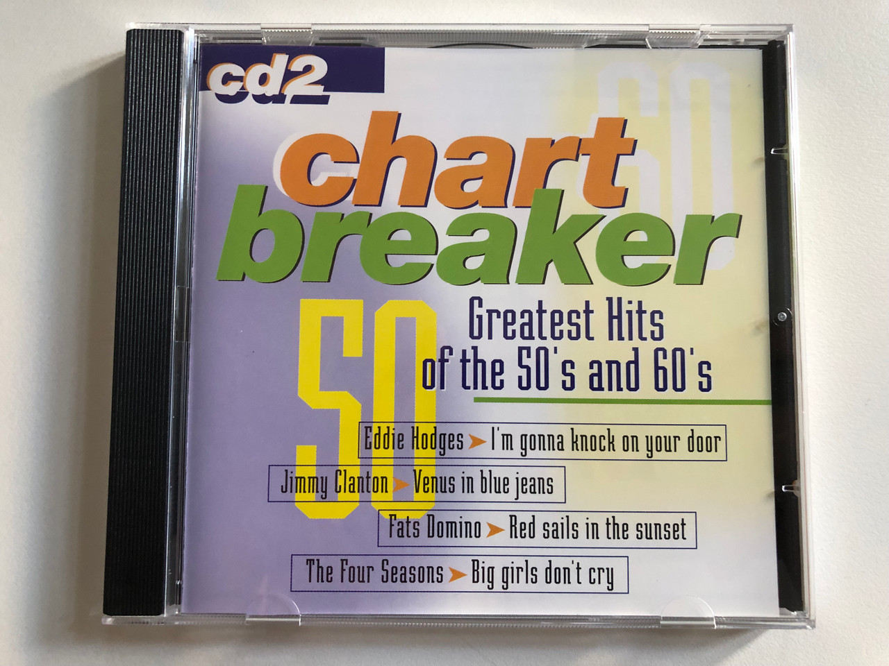 https://cdn10.bigcommerce.com/s-62bdpkt7pb/products/0/images/313468/Chart_Breaker_Greatest_Hits_Of_The_50s_And_60s_CD_2_-_Eddie_Hodges_-_Im_Gonna_Knock_On_Your_Door_Jimmy_Clanton_-_Venus_In_Blue_Jeans_Fats_Domino_-_Red_Sails_In_The_Sunset_The_Four_S_1__45450.1700840380.1280.1280.JPG?c=2