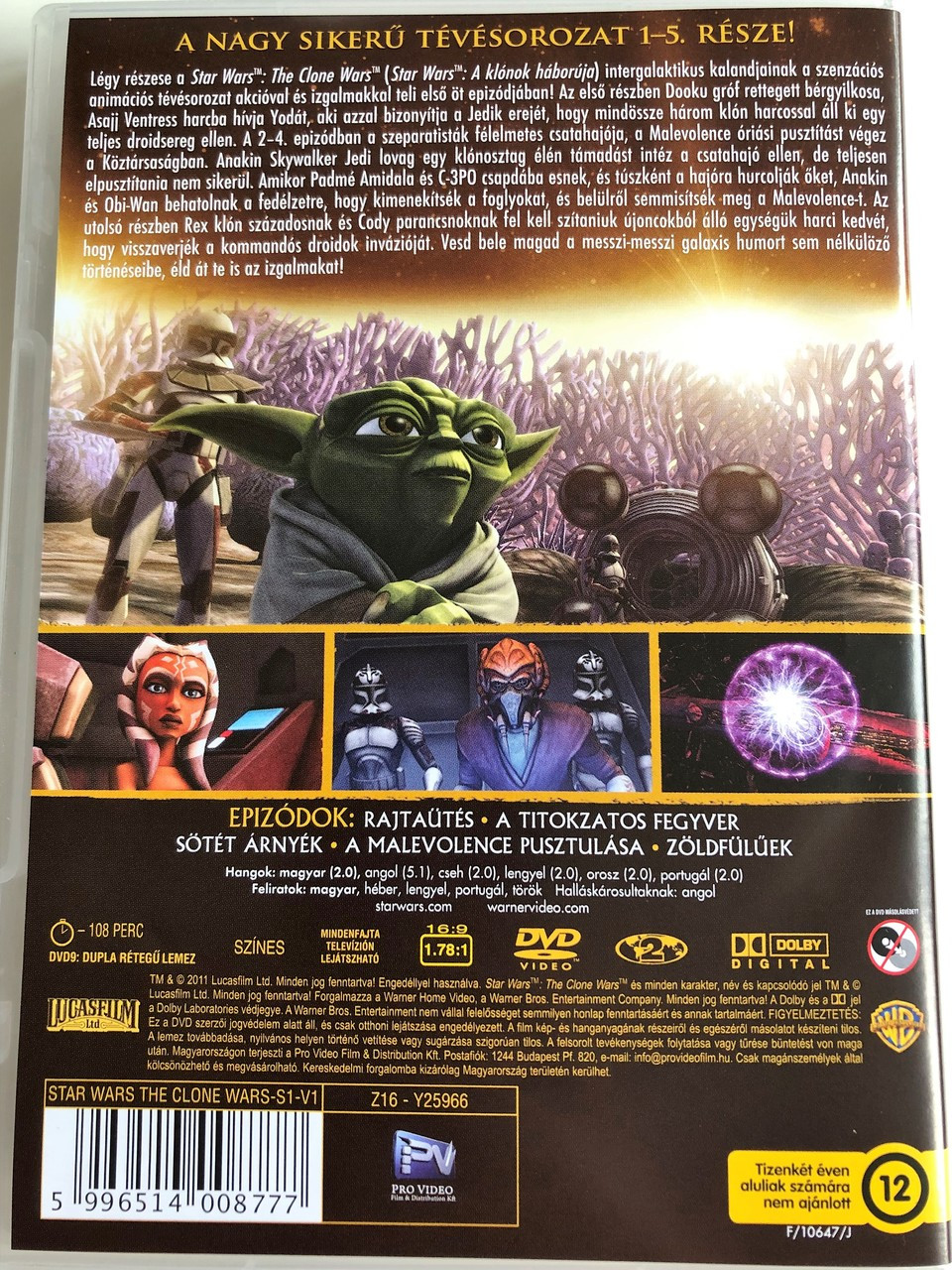 Star Wars The Clone Wars Season 1 Volume 1 Dvd 08 Star Wars A Klonok Haboruja Elso Evad Elso Kotet Animated Tv Series Created By George Lucas 5 Episodes On Dvd Bibleinmylanguage