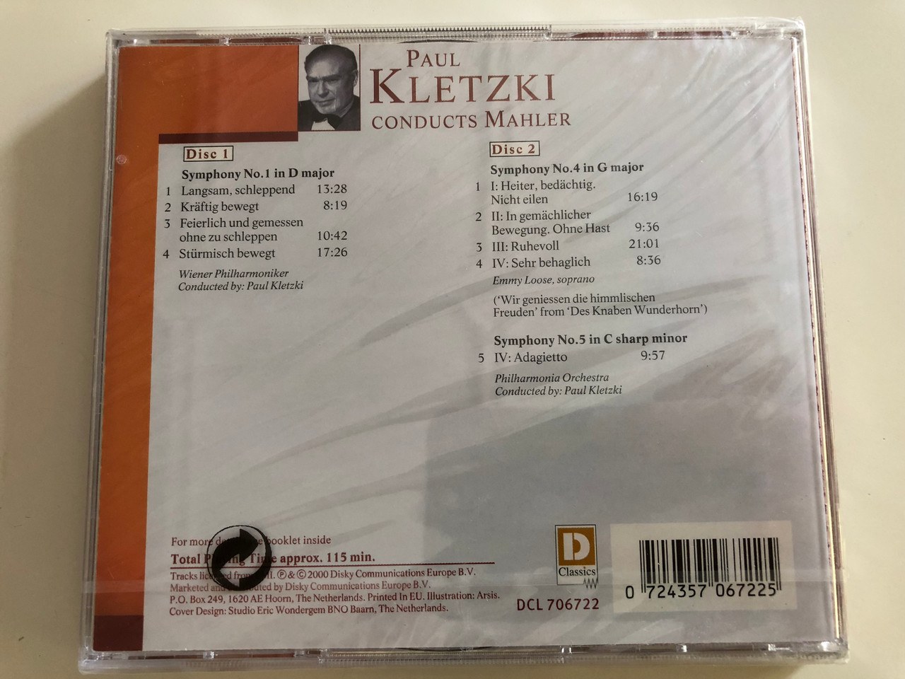 Paul Kletzki Conducts Mahler Symphonies No 1 4 5 Emmy Loose Wiener Philharmoniker Philharmonia Orchestra 2 Royal Long Players 2x Audio Cd 00 Disky Dcl Bibleinmylanguage