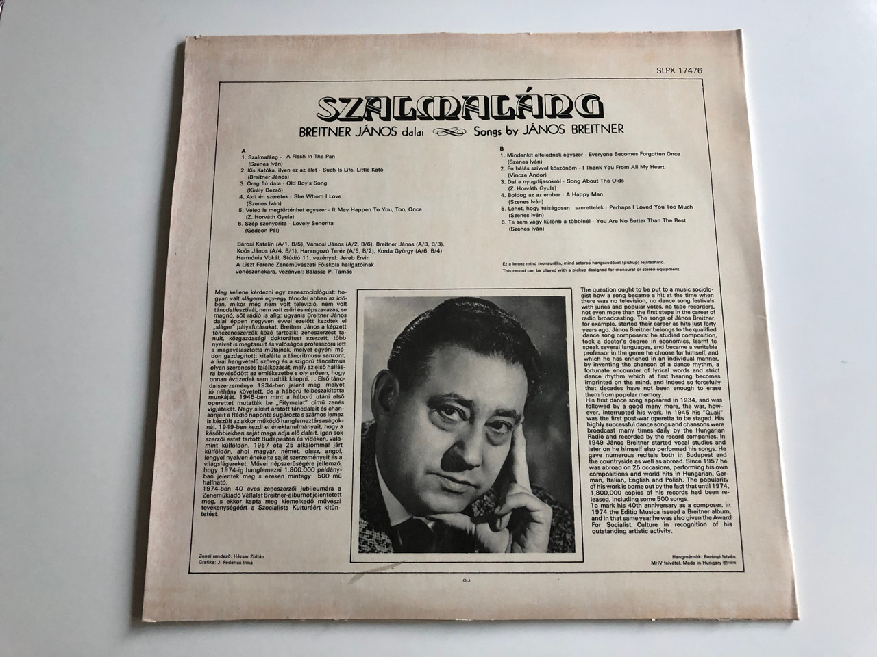 Szalmalang Breitner Janos Dalai Songs By Janos Breitner Pepita Lp Stereo Mono Slpx 17476 Bibleinmylanguage