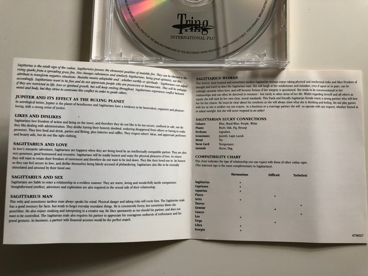 Sagittarius A Collection Of Music And An Outline Of The Characteristics Of Those Born Under The Sign Of Sagittarius 22 November 21 December Tring International Plc Audio Cd Atm027 Atm027 Bibleinmylanguage Kpm consulting group 205 christodoulou hadgipavlou. bible in my language