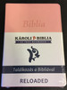 Copy of Hungarian Karoli Reloaded Bible PU Imitation Leather Cover Pink / Magyar Biblia revideált Károli középméretű, rózsaszín, műbőr / Words of God and Words of Jesus in RED (5999883910528)