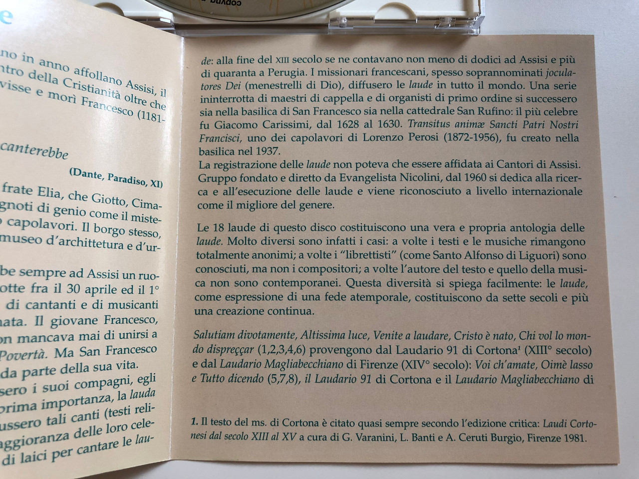 La Laude Franciscane Cantori Di Assisi Dirige Evangelista Nicolini Ermitage Audio Cd 2001 Gd 203 Bibleinmylanguage