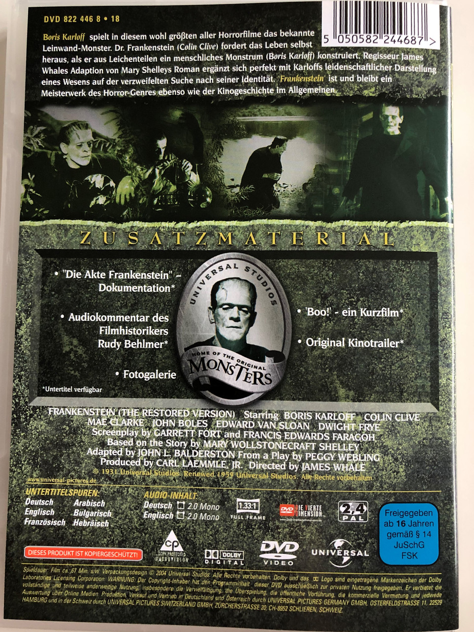 Frankenstein DVD 1931 / Directed by James Whale / Starring: Boris Karloff,  Colin Clive, Mae Clarke, John Boles, Edward van Sloan - bibleinmylanguage