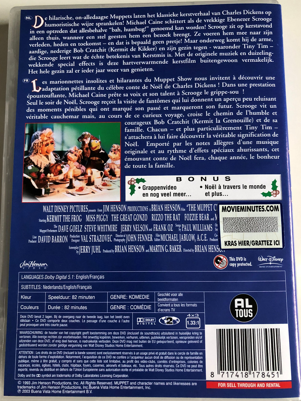 The Muppet Christmas Carol DVD 1992 Noel Chez Les Muppets / Directed by  Brian Henson / Starring: Kermit the Frog, Miss Piggy, The Great Gonzo,  Rizzo the Rat, Fozzie Bear, Michael Caine - bibleinmylanguage