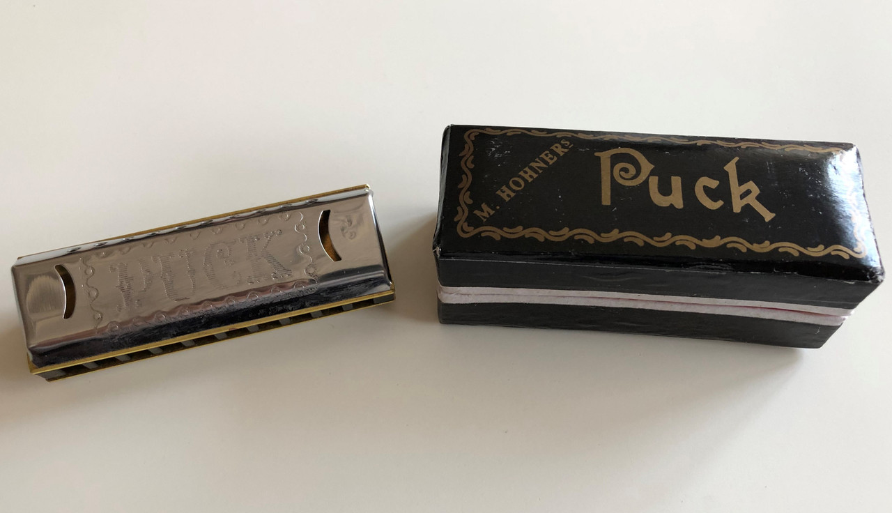 M. Hohner's Mini Historic Harmonica / Made in Germany / Hohner 550/20 C  PUCK - Key of C / Stainless steel cover, brass reed plates, plastic comb -  original box / Paris 1900 - Chicago 1893 - bibleinmylanguage