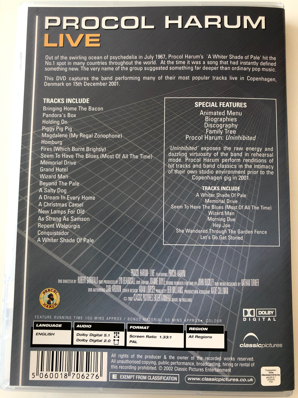 Procol Harum DVD 2002 Live / Directed by Robert Garofalo ...